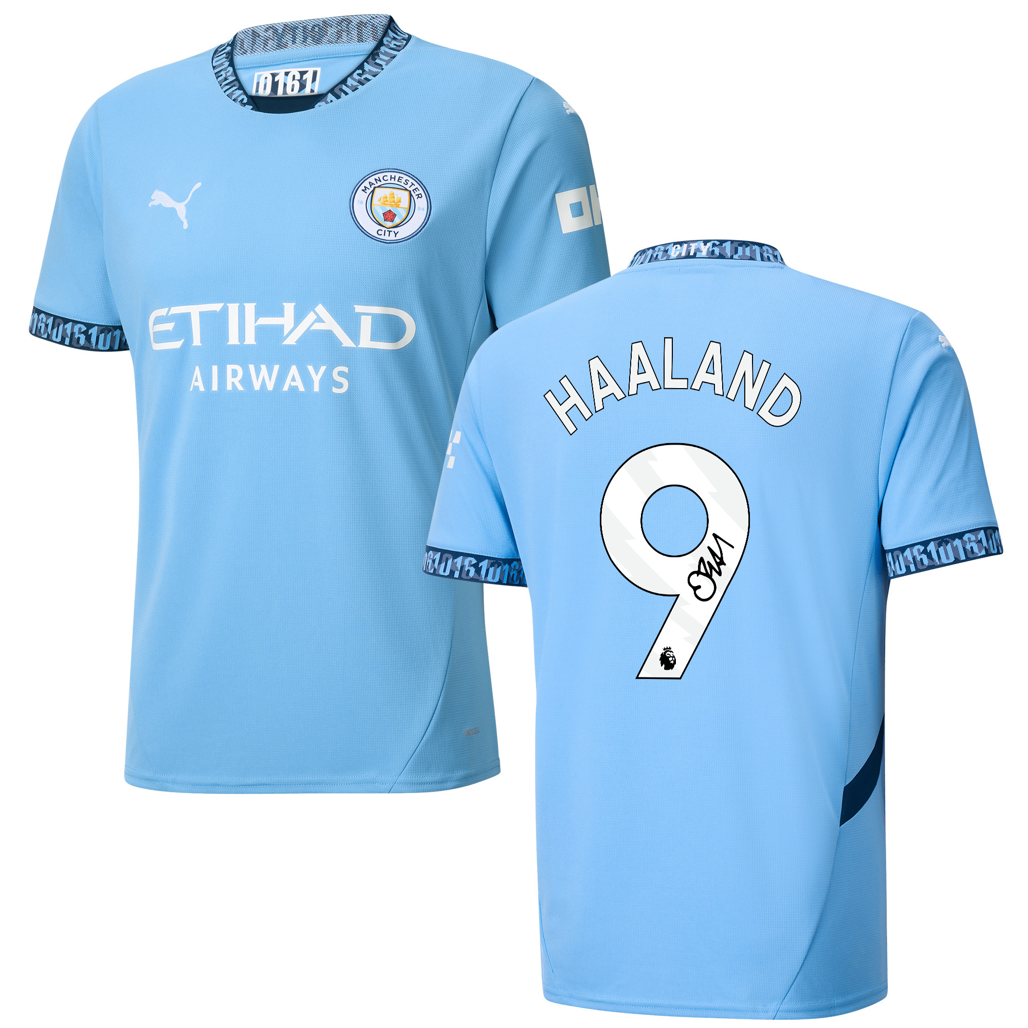 Erling Haaland 9 Signed Manchester City 2024/25 Home Jersey Autographed – Light Blue