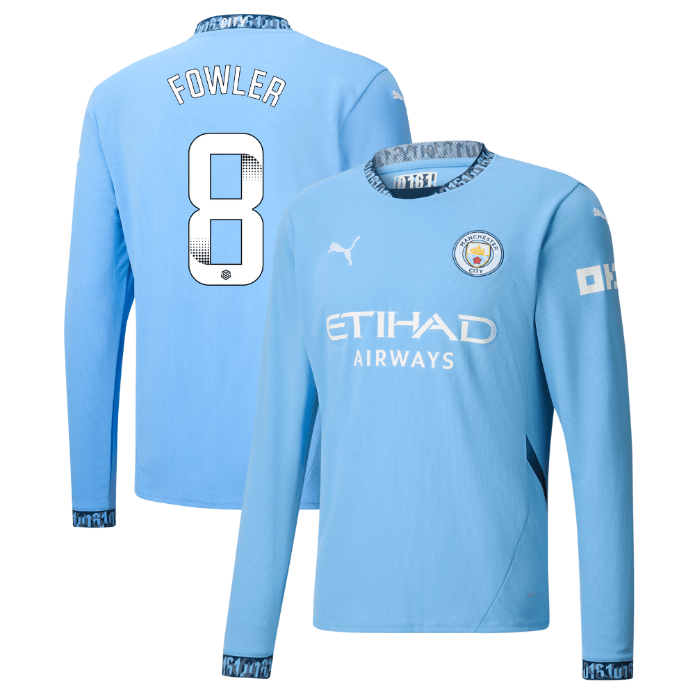 Mary Fowler 8 Manchester City 2024/25 Women's Team Home Long Sleeve Men Jersey – Light Blue