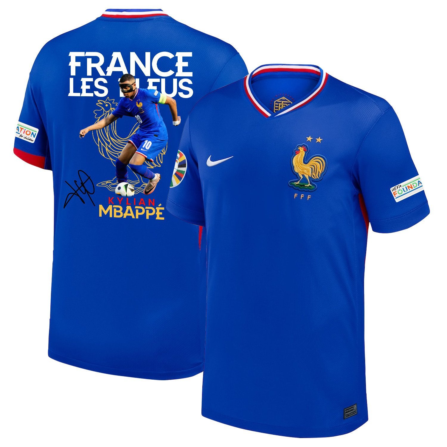 Kylian Mbappe 10 France Les Bleus France 2024/25 Home Men Jersey – Blue