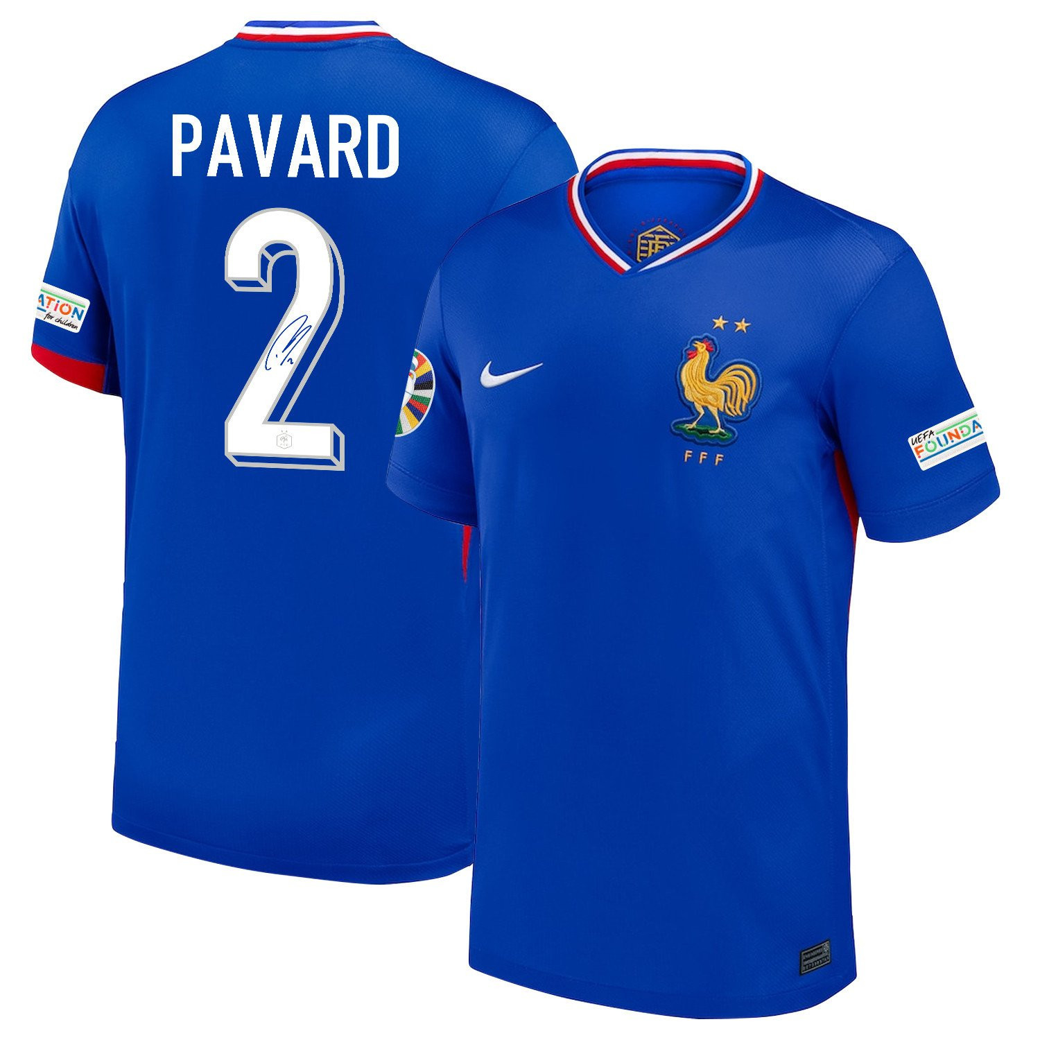 Benjamin Pavard 2 Signed France National Team 2024/25 Home Jersey – Euro UEFA Patch – Men, Blue