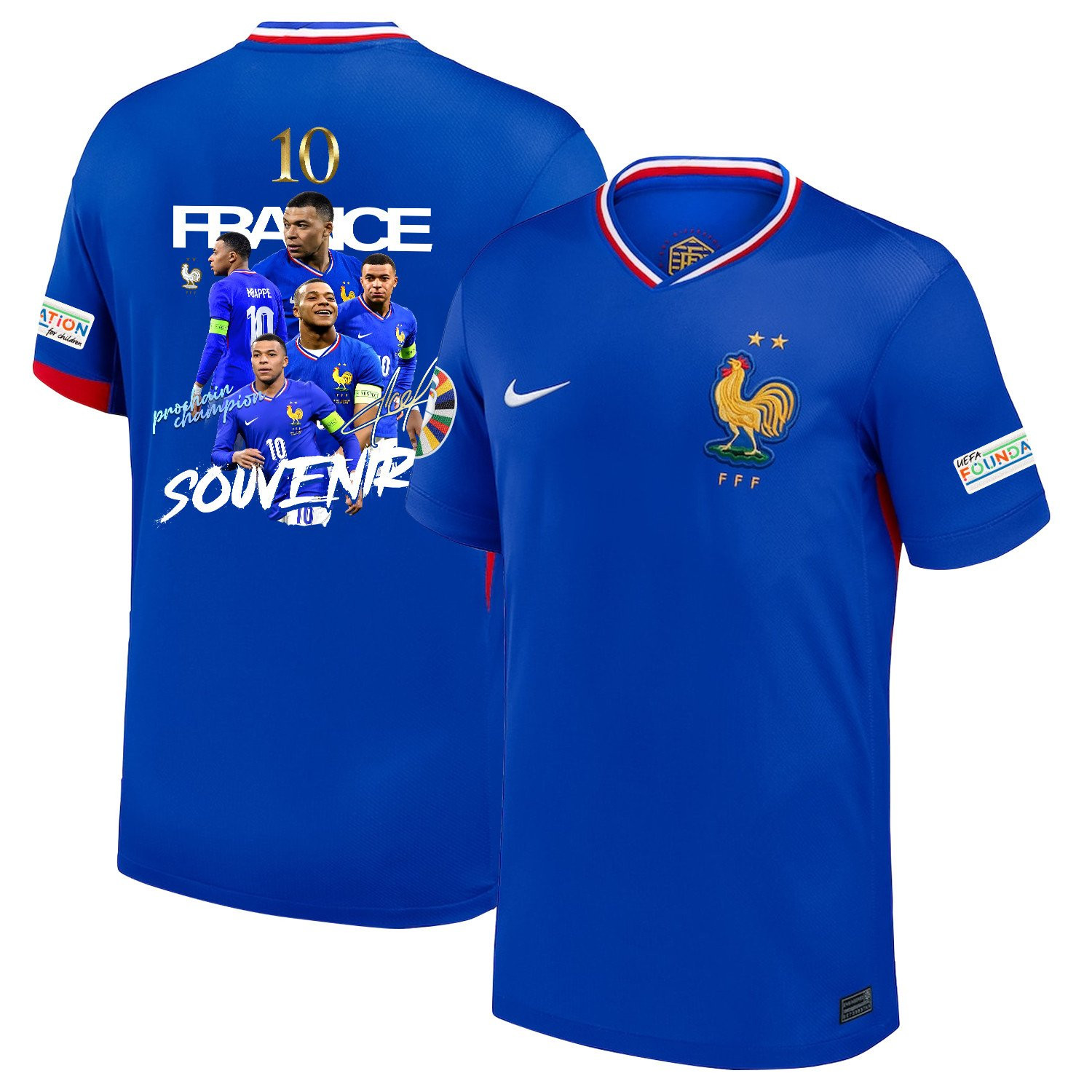 Kylian Mbappe 10 Collage Art France 2024/25 Home Men Jersey – Blue