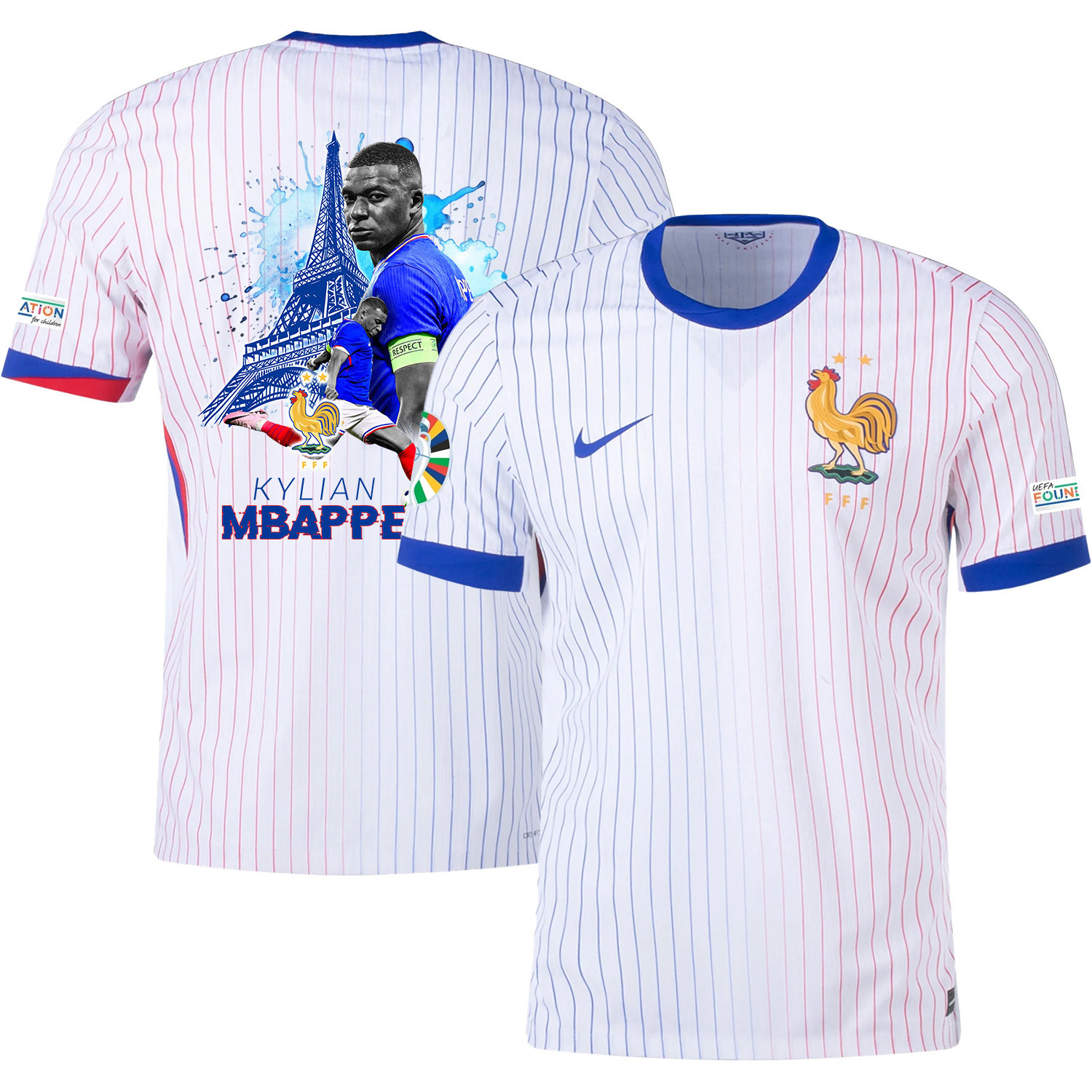 Kylian Mbapp 10 The Deadly Striker France National Team 2024/25 Away Jersey – Euro UEFA Patch – Men, White