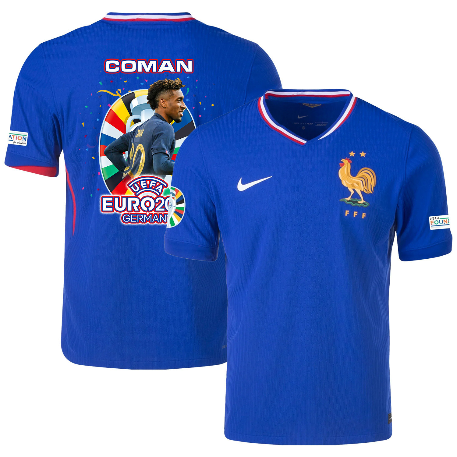 Kingsley Coman 20 Versatile Player France National Team 2024/25 Home Jersey – Euro UEFA Patch – Men, Blue