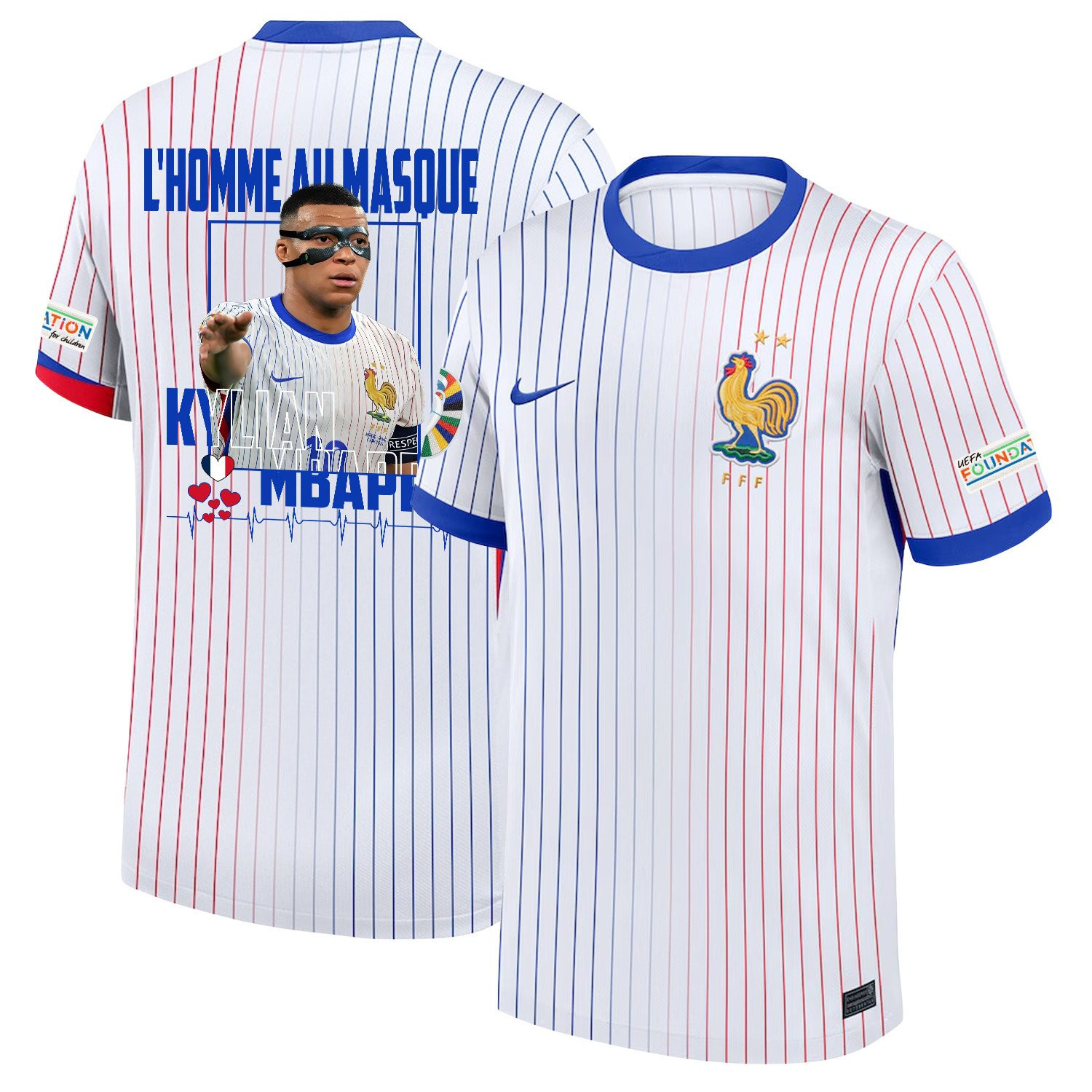 Kylian Mbappe 10 L'homme Au Masque France 2024/25 Away Men Jersey – White