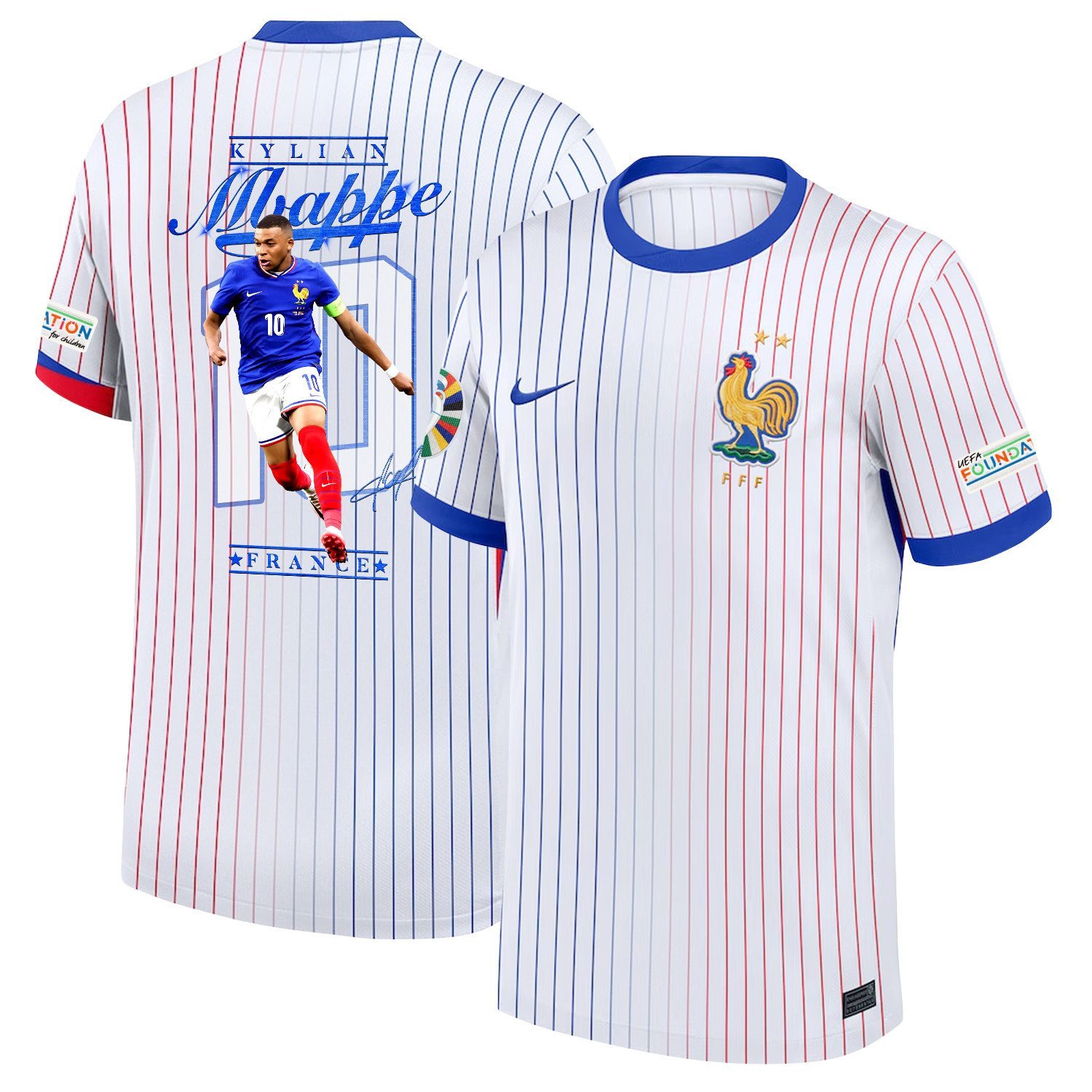 Kylian Mbappe 10 Kiki France 2024/25 Away Men Jersey – White
