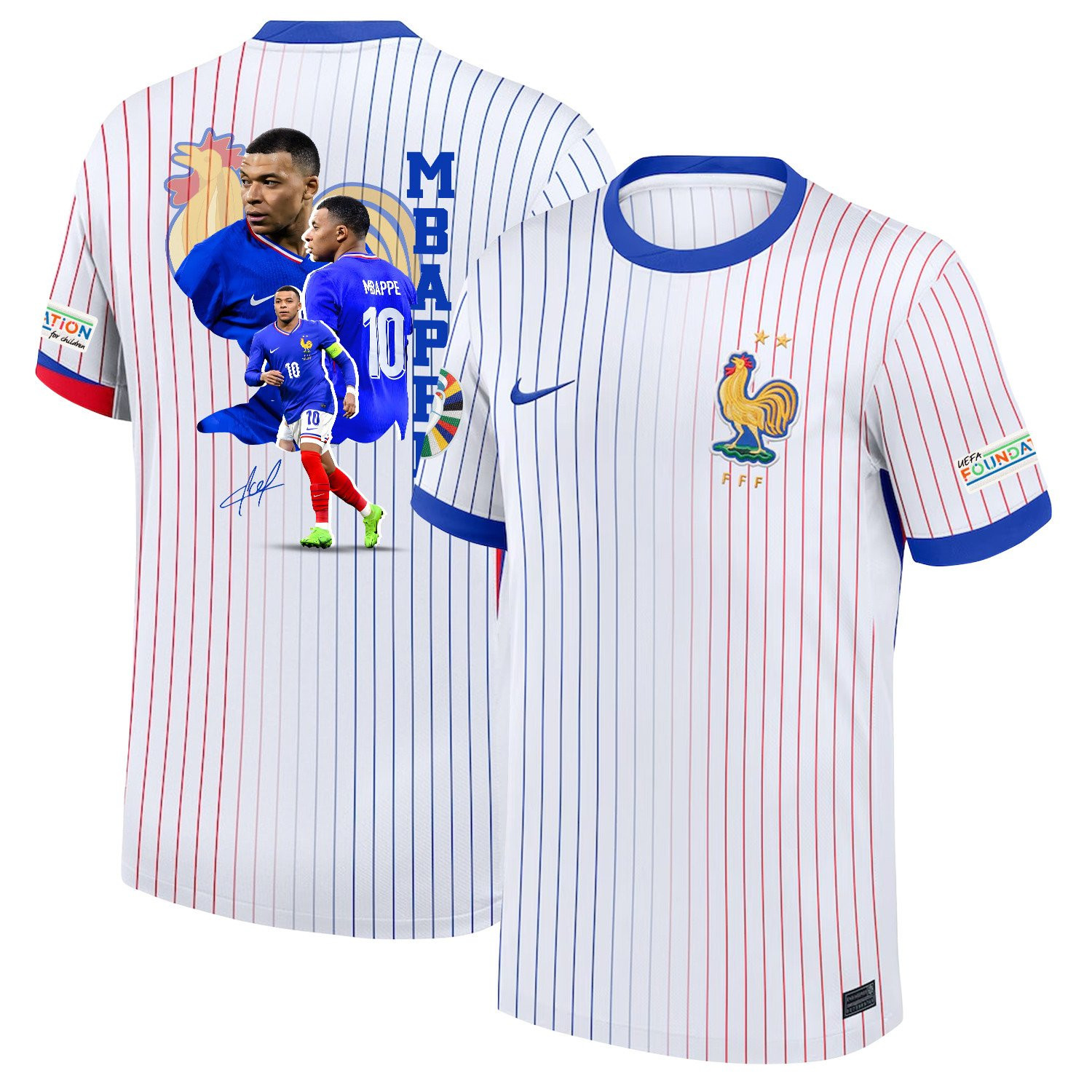 Kylian Mbappe 10 37km France 2024/25 Away Men Jersey – White