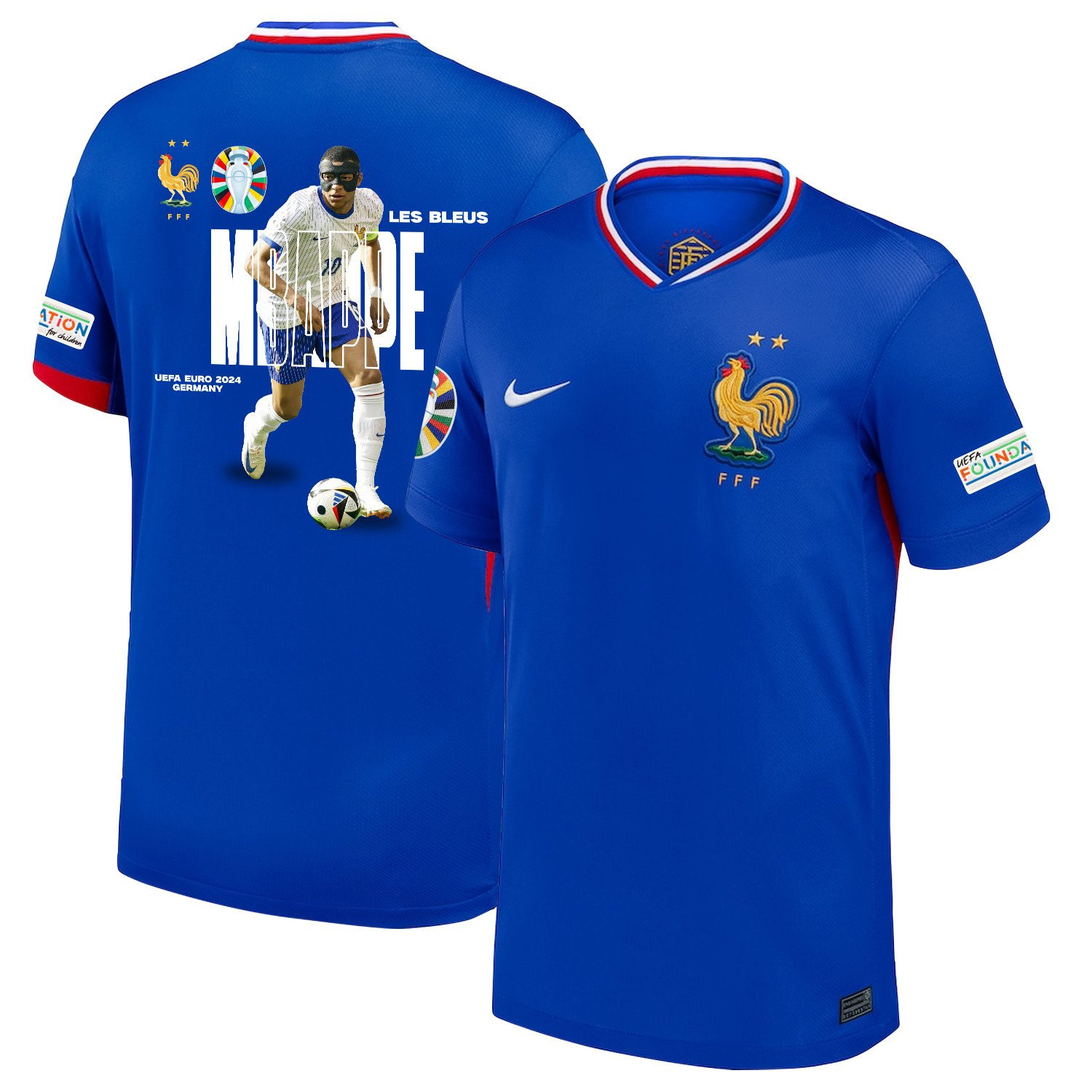Kylian Mbappe 10 Mask France 2024/25 Home Men Jersey – Blue