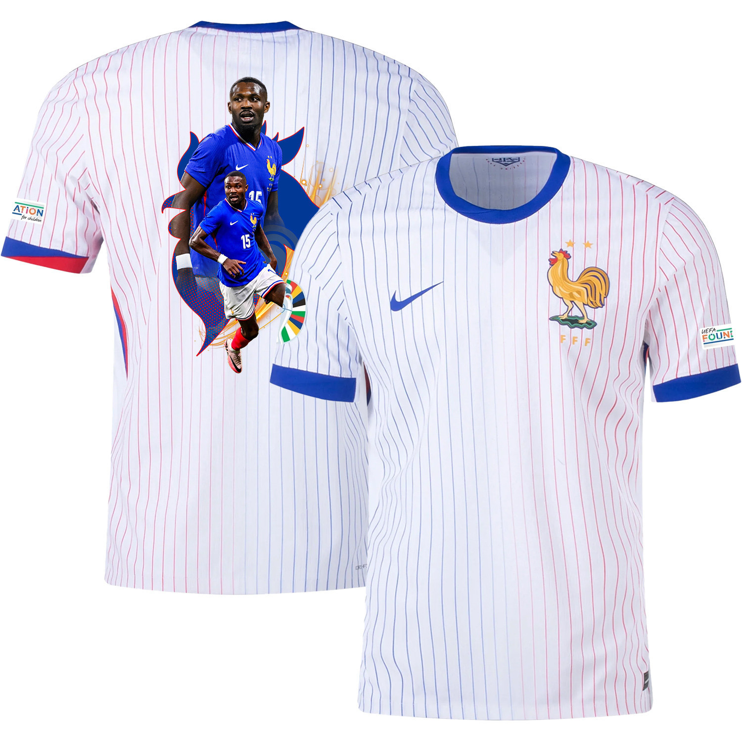 Marcus Thuram15 Versatile Player France National Team 2024/25 Away Jersey – Euro UEFA Patch – Men, White