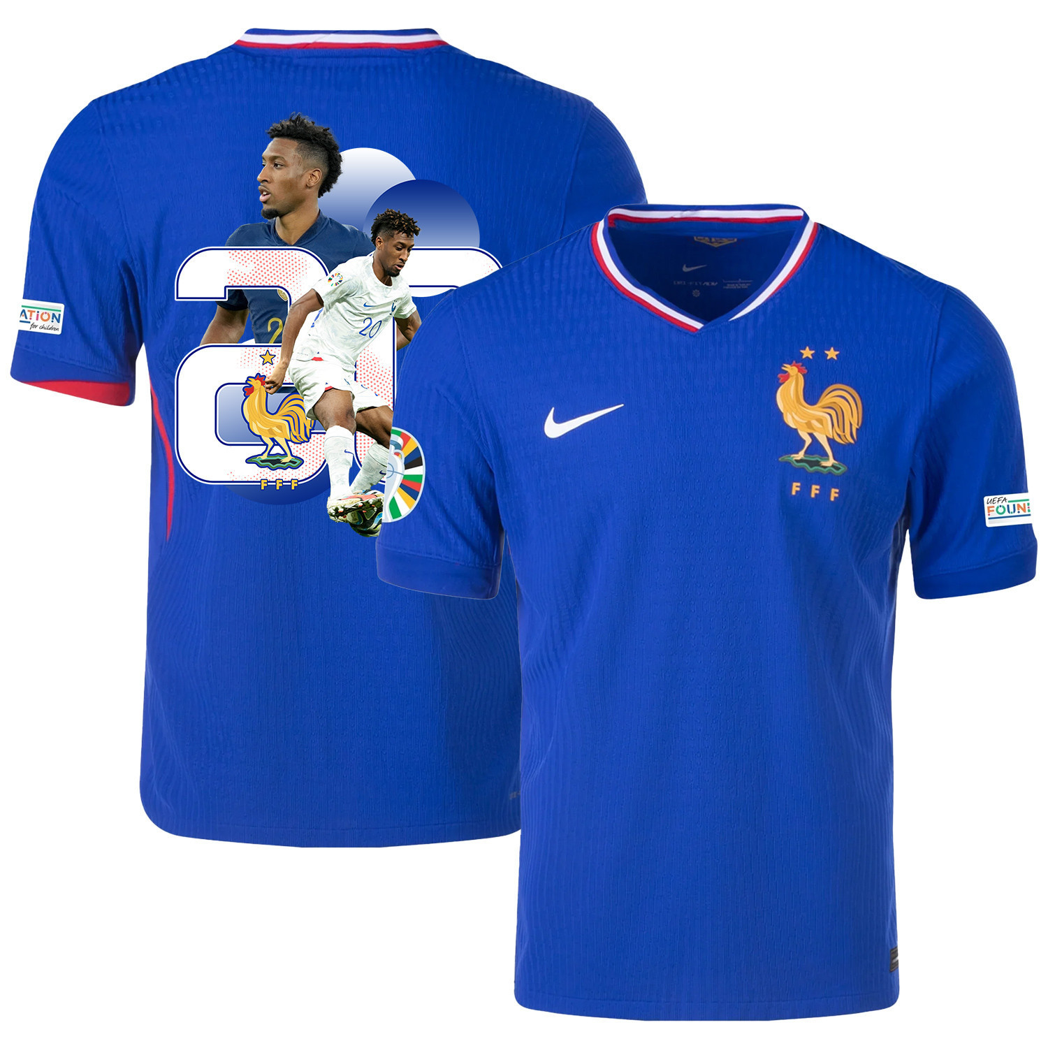 Kingsley Coman 20 The Talented Player France National Team 2024/25 Home Jersey – Euro UEFA Patch – Men, Blue