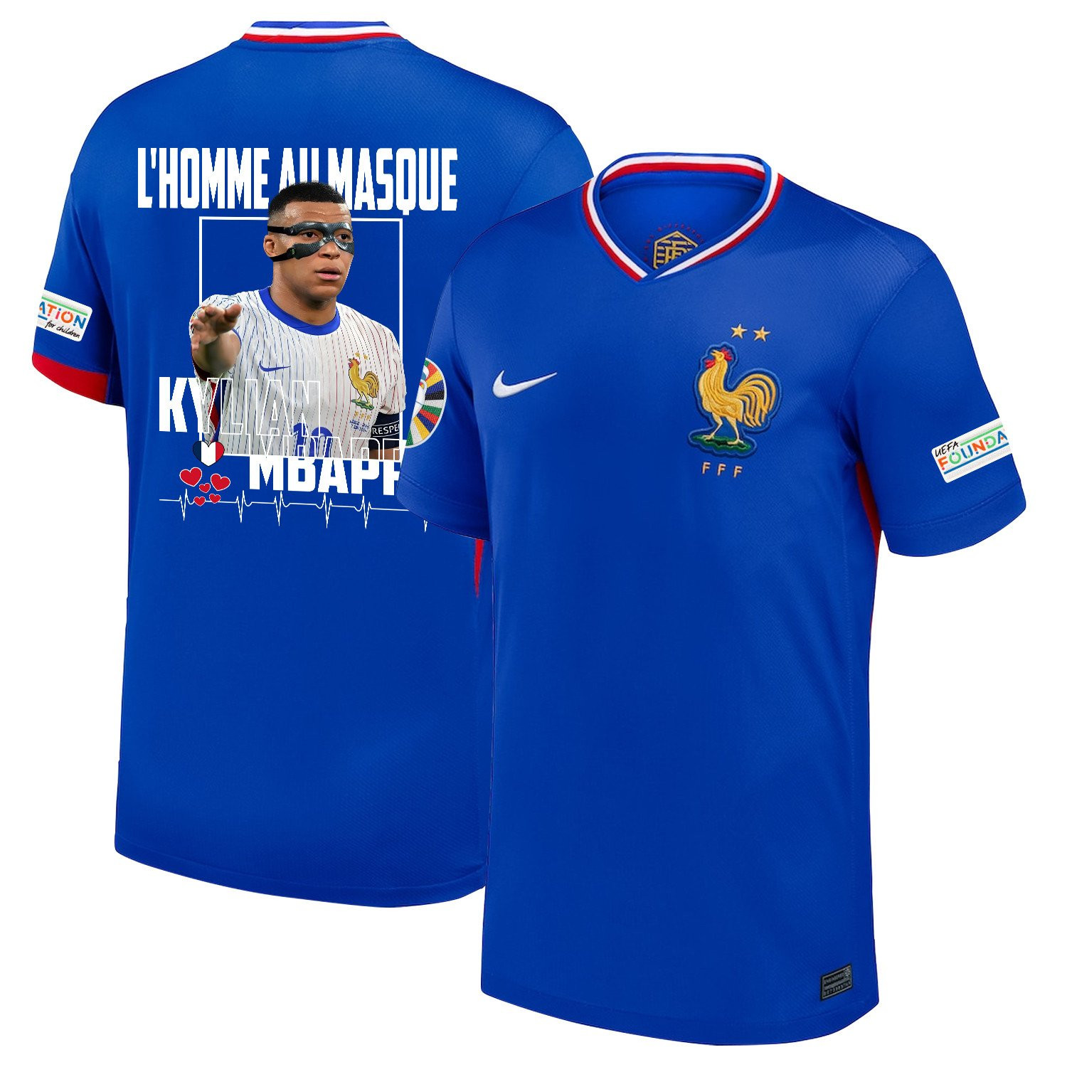 Kylian Mbappe 10 L'homme Au Masque France 2024/25 Home Men Jersey – Blue