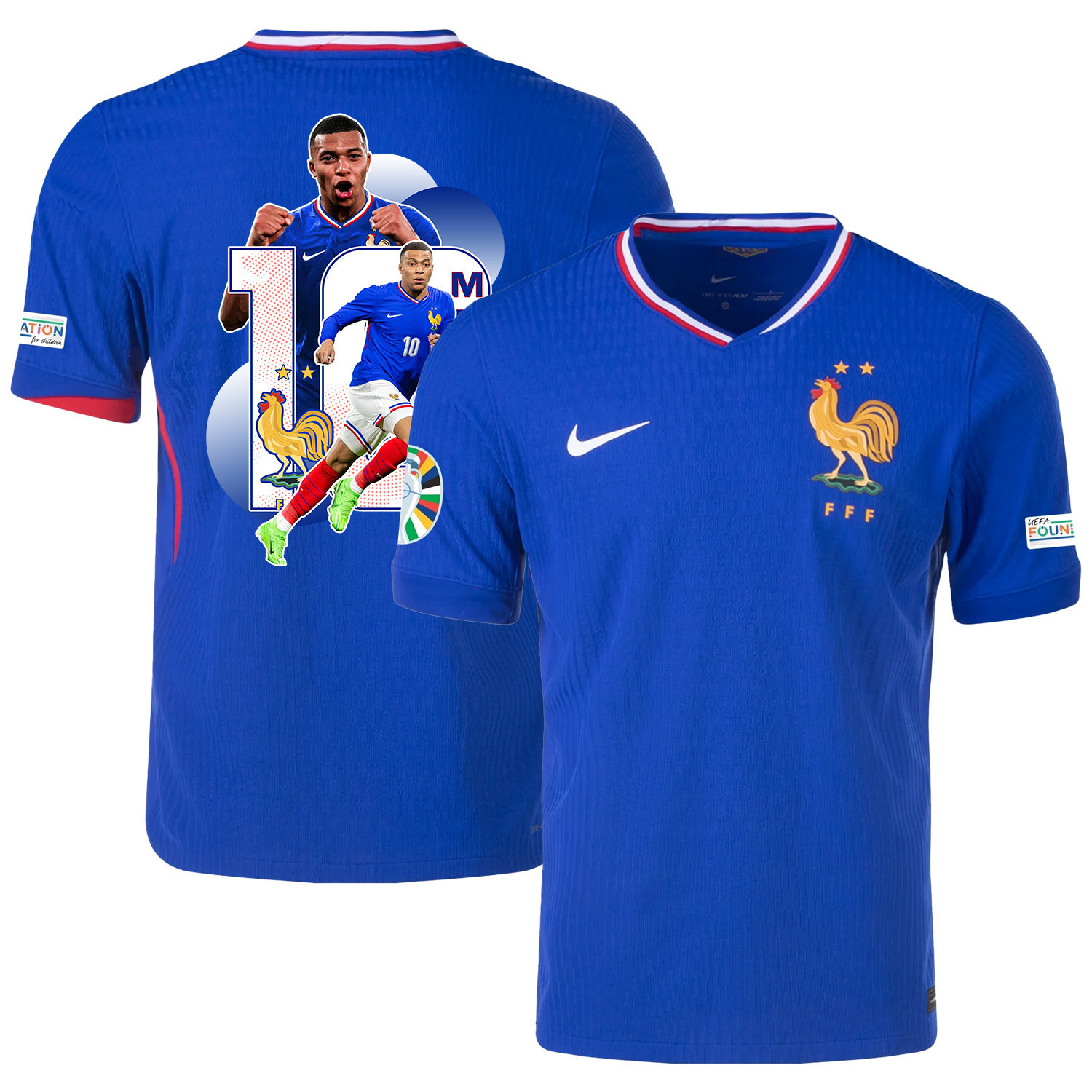 Kylian Mbapp 10 The Talented Player France National Team 2024/25 Home Jersey – Euro UEFA Patch – Men, Blue