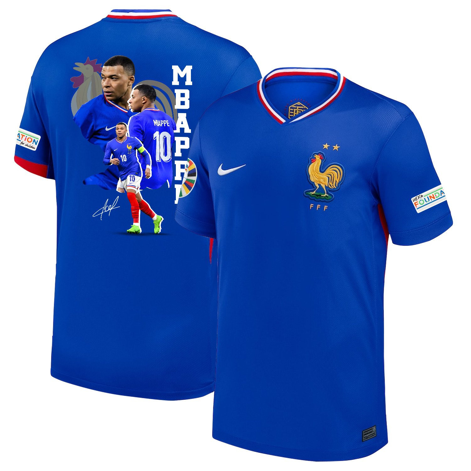 Kylian Mbappe 10 37km France 2024/25 Home Men Jersey – Blue