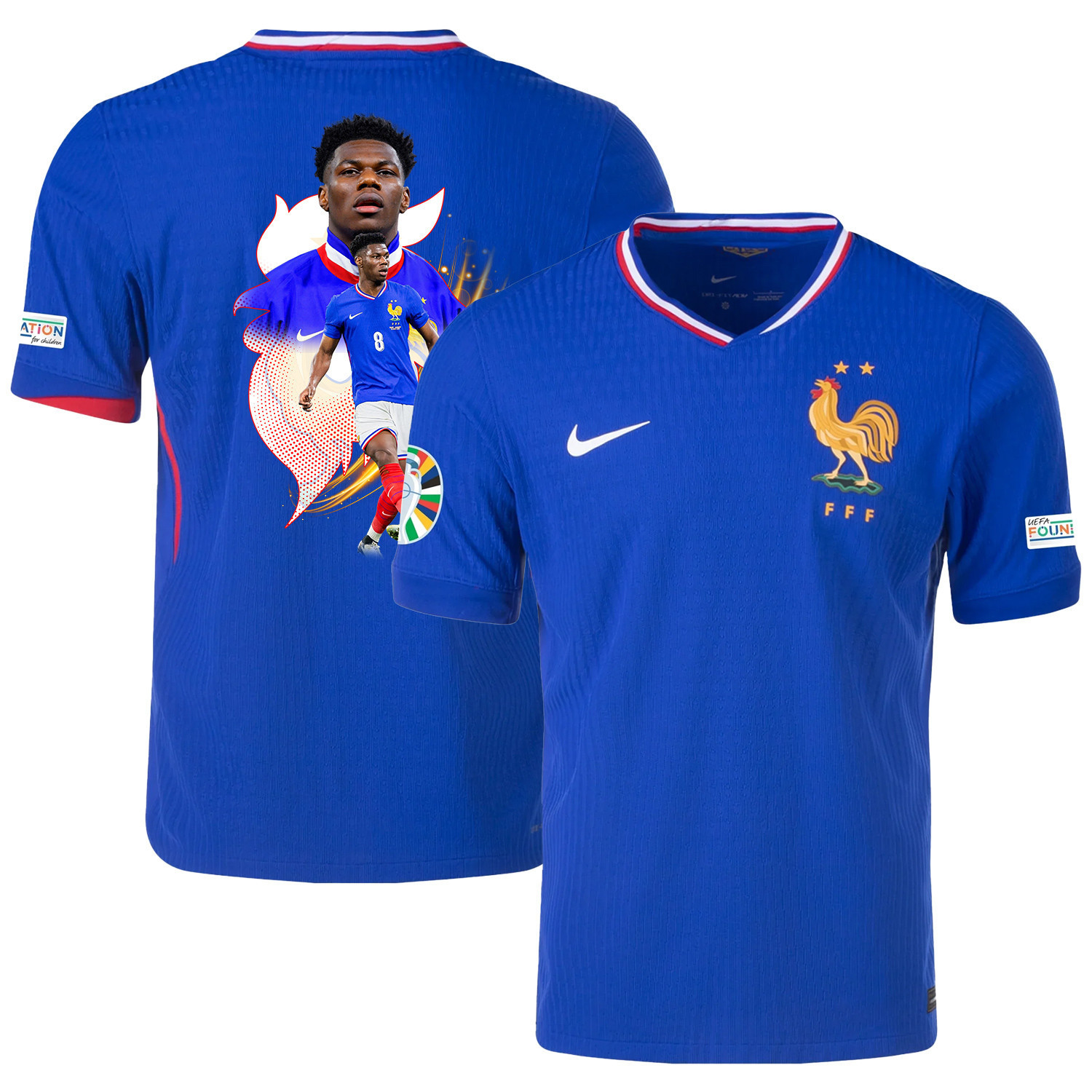 Aurlien Tchouamni 8 Game-changer France National Team 2024/25 Home Jersey – Euro UEFA Patch – Men, Blue