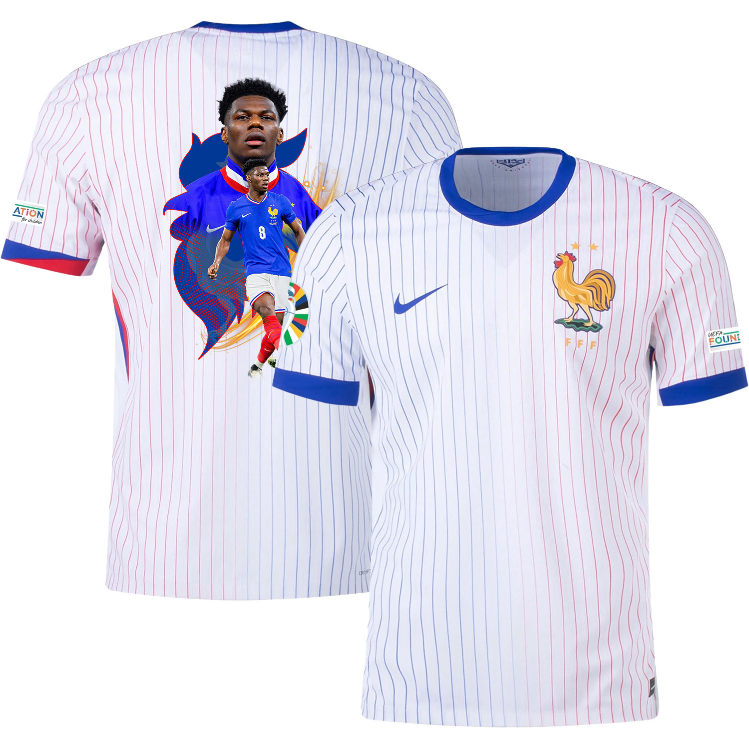 Aurlien Tchouamni 8 Game-changer France National Team 2024/25 Away Jersey – Euro UEFA Patch – Men, White