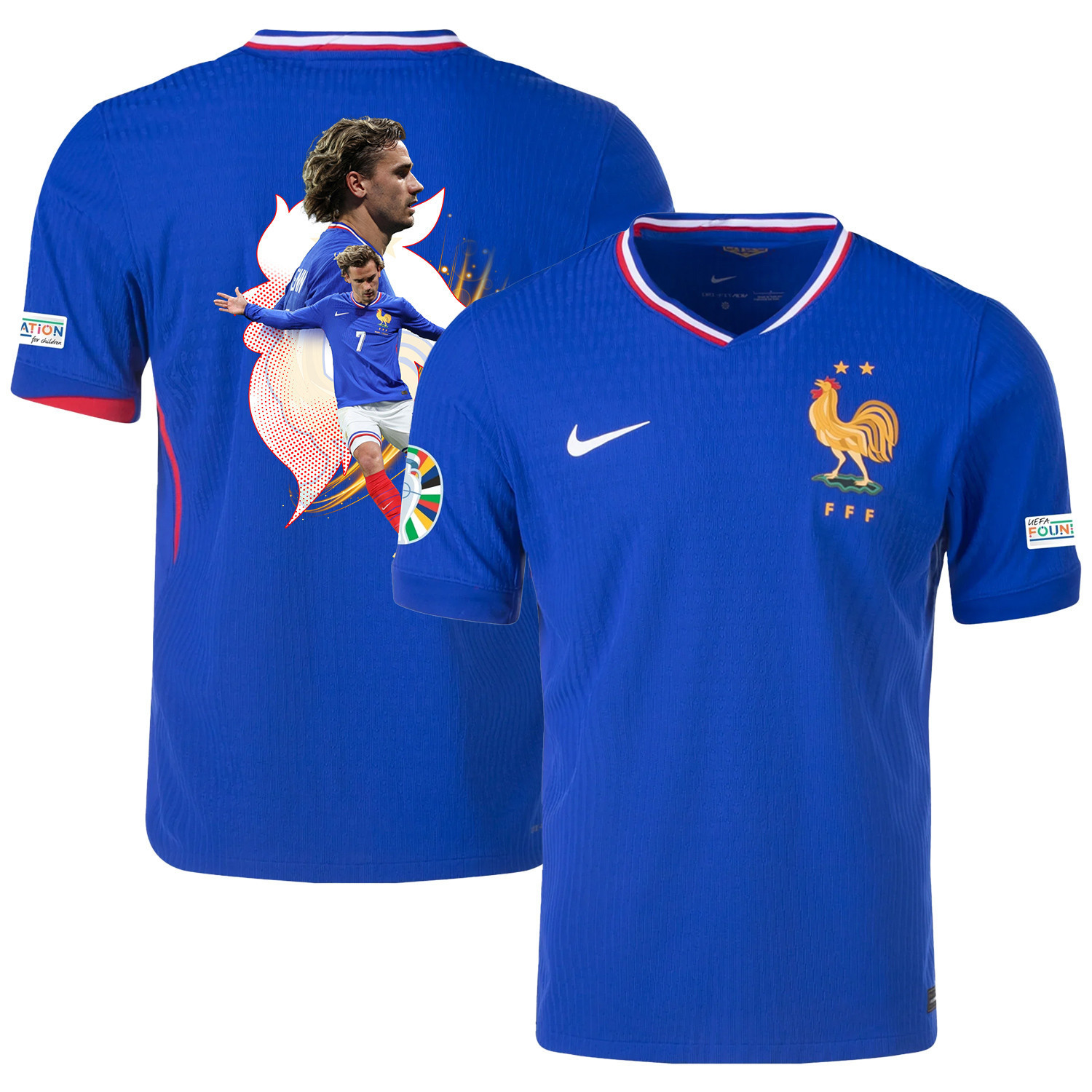 Antoine Griezmann 7 Versatile Player France National Team 2024/25 Home Jersey – Euro UEFA Patch – Men, Blue