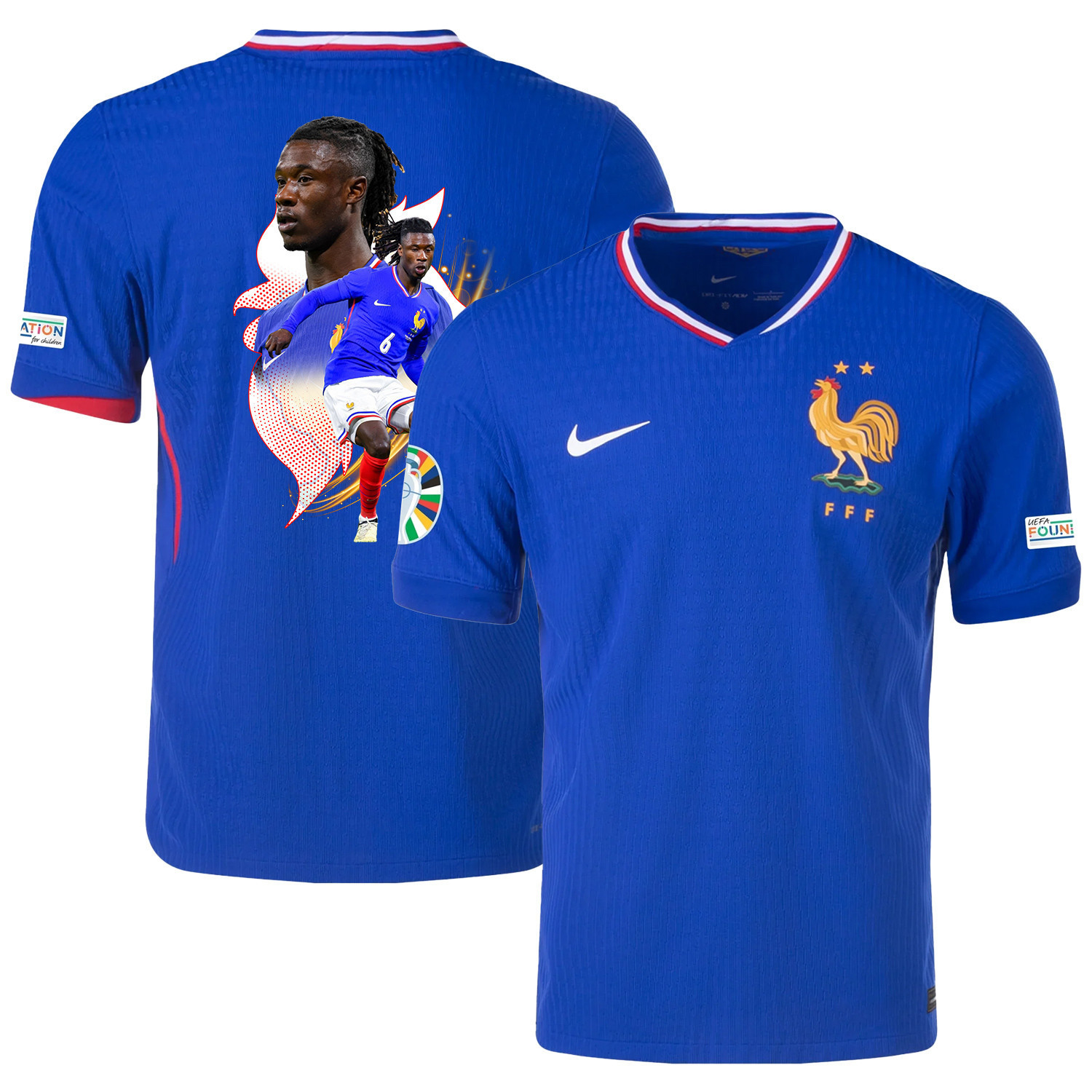 Eduardo Camavinga 6 Game-changer France National Team 2024/25 Home Jersey – Euro UEFA Patch – Men, Blue