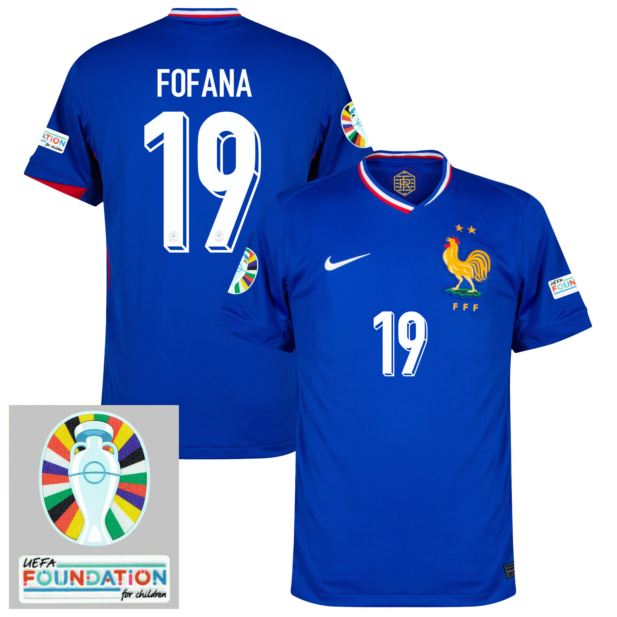 Youssouf Fofana 19 France National Team 2024/25 Home Jersey – Euro UEFA Patch – Men, Blue