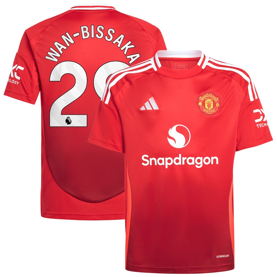 Aaron Wan-Bissaka 29 Manchester United 2024/25 Home YOUTH Jersey – Red