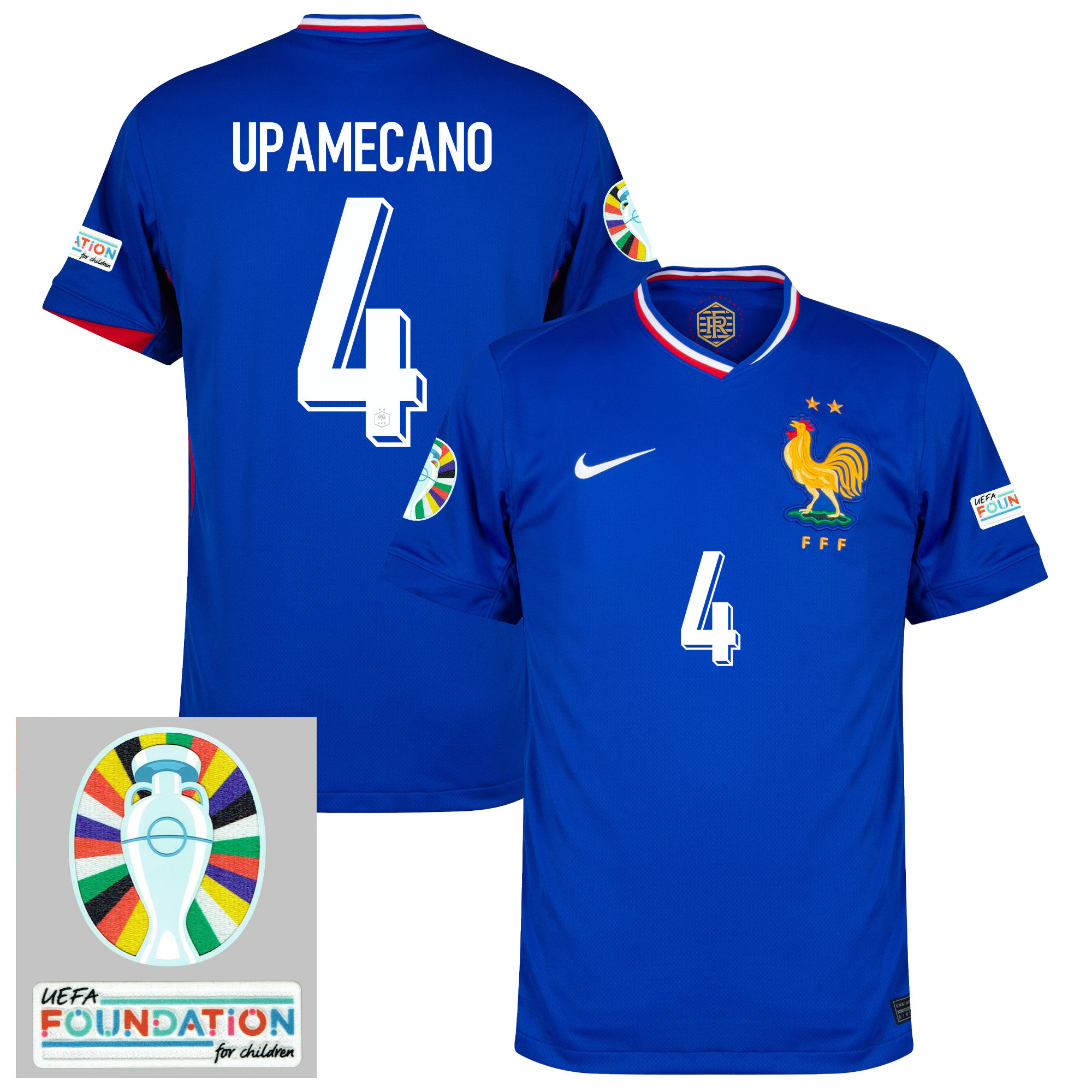 Dayot Upamecano 4 France National Team 2024/25 Home Jersey – Euro UEFA Patch – Men, Blue