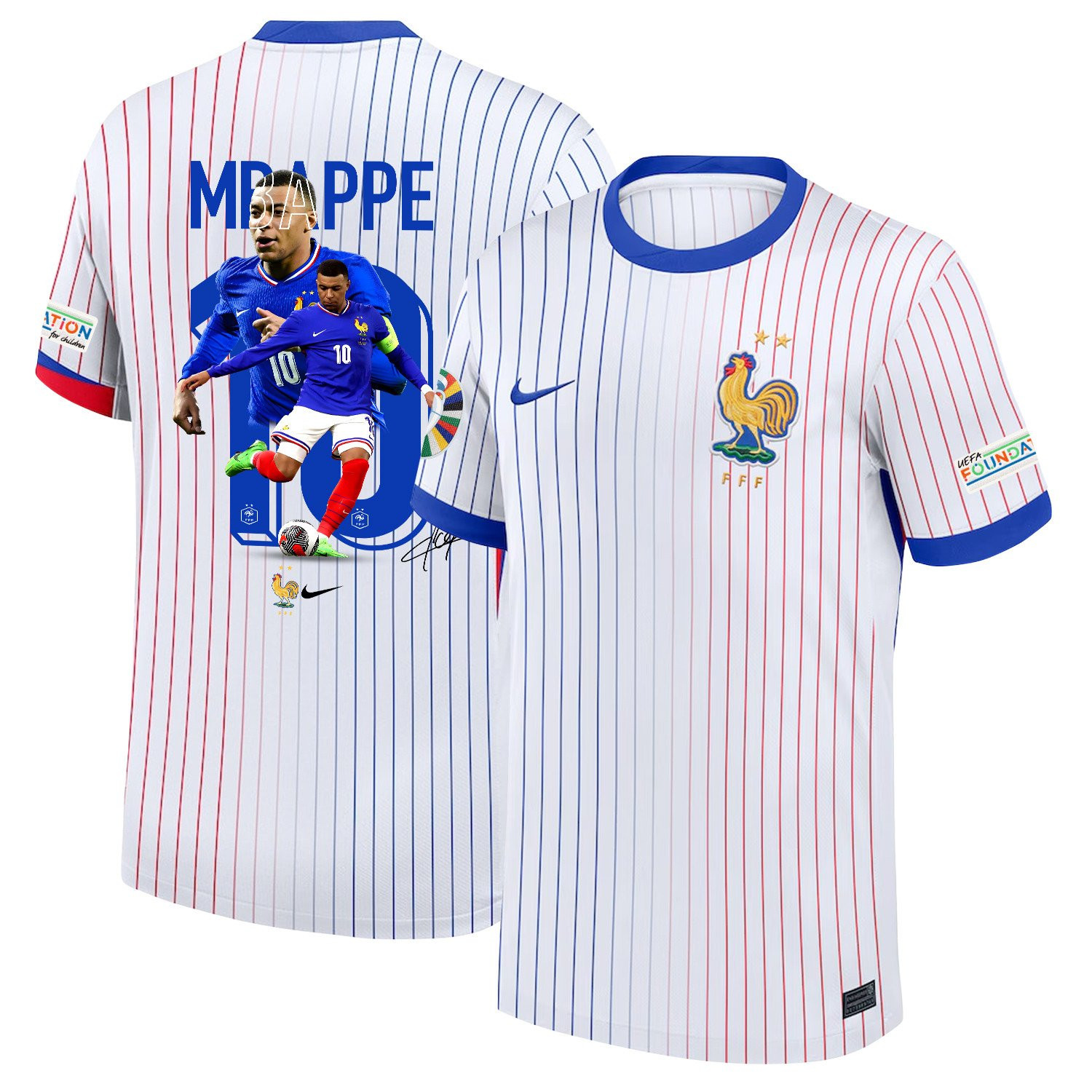 Kylian Mbappe 10 Donatello France 2024/25 Away Men Jersey – White
