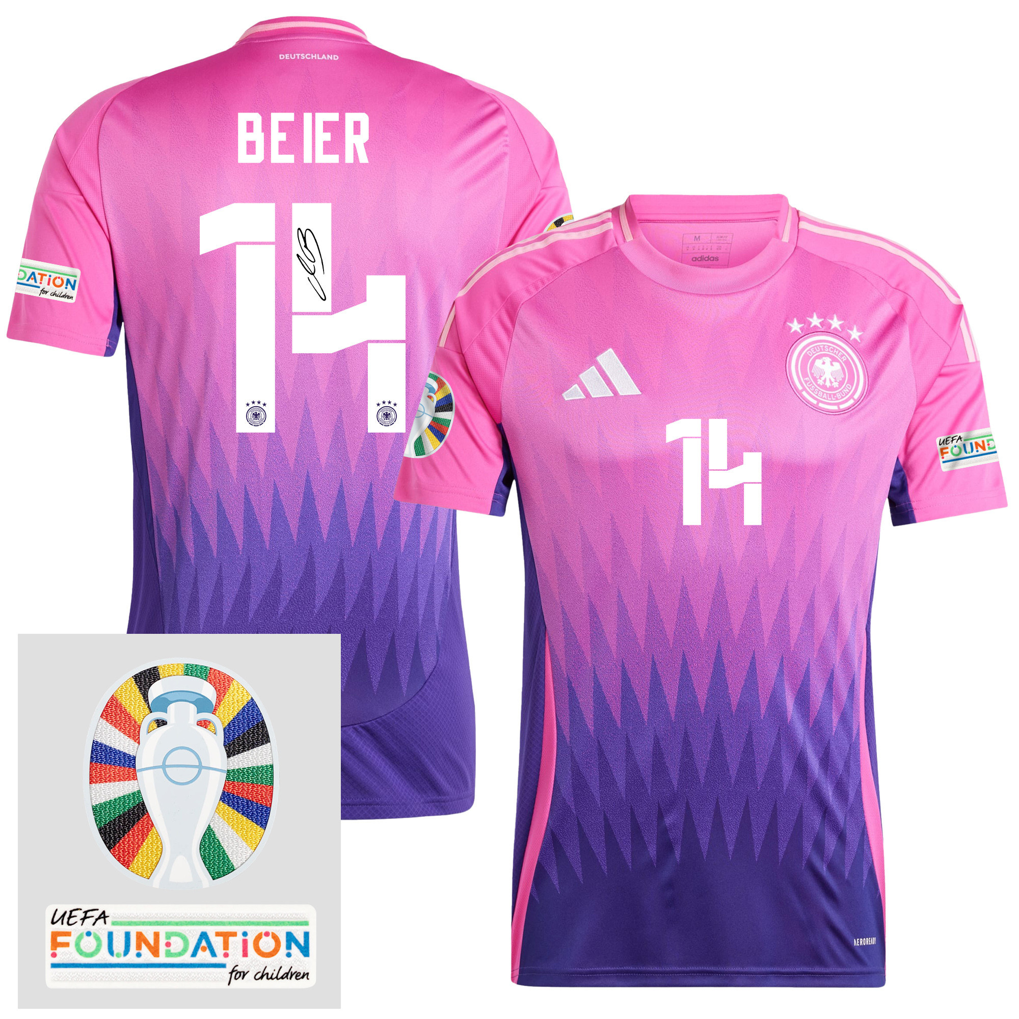Maximilian Beier 14 Signed Germany 2024/25 Away Jersey – Autographed, Euro UEFA Patch – Men