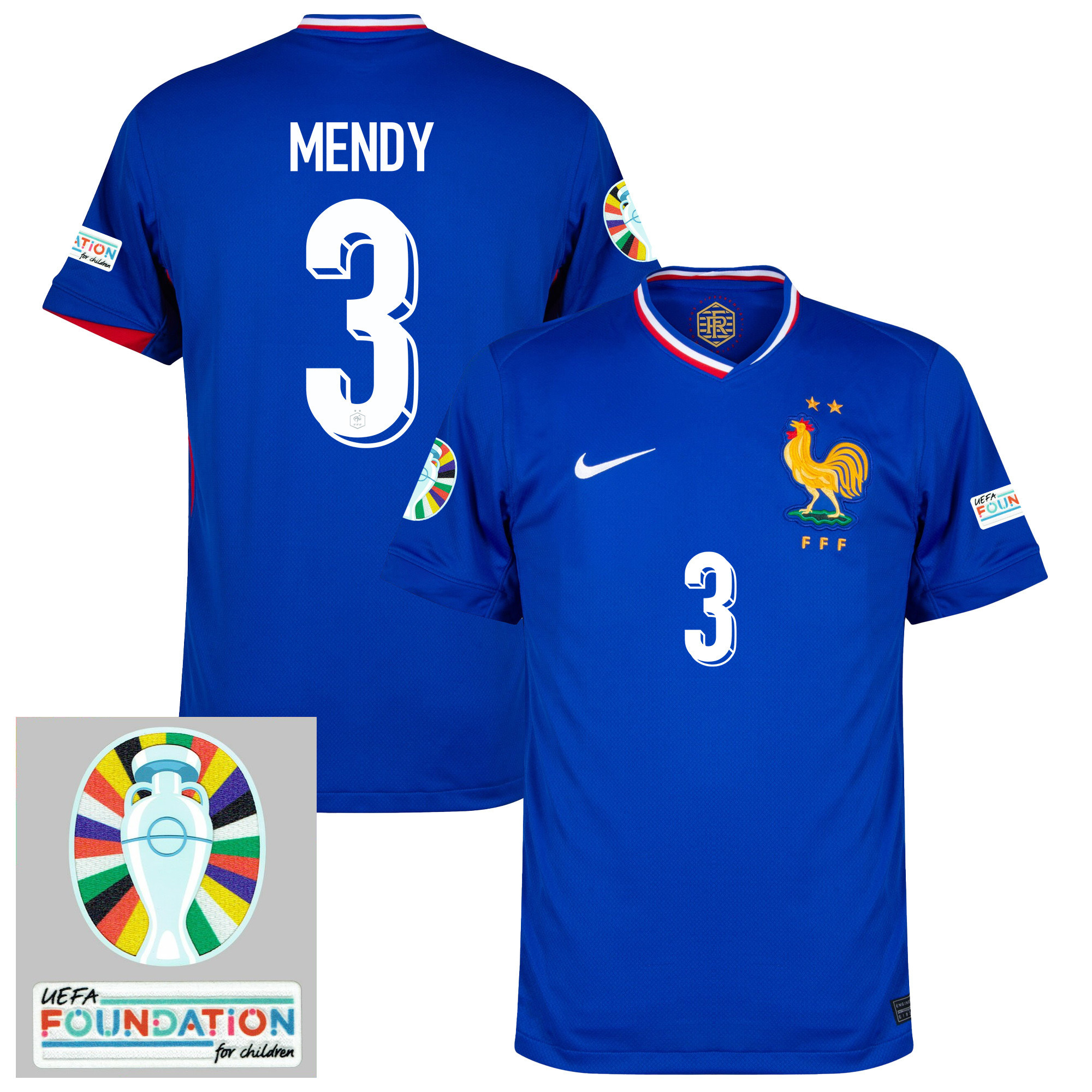 Ferland Mendy 3 France National Team 2024/25 Home Jersey – Euro UEFA Patch – Men, Blue