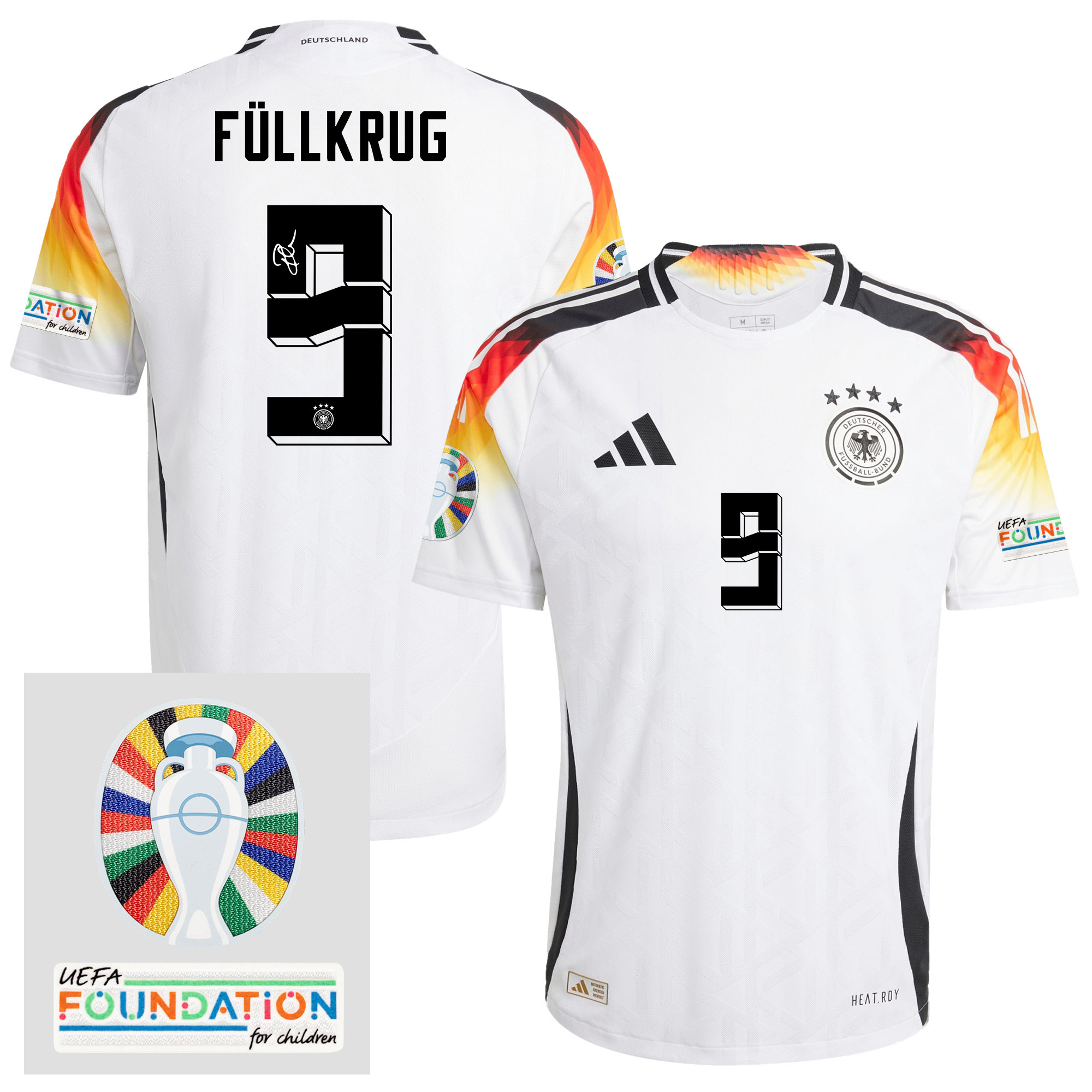 Niclas Fllkrug 9 Signed Germany 2024/25 Home Jersey – Autographed, Euro UEFA Patch – Men, White
