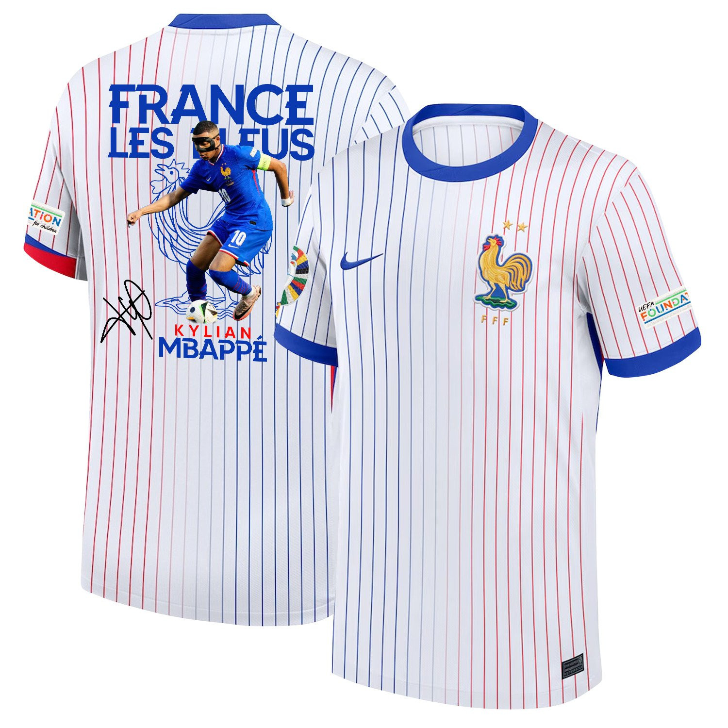 Kylian Mbappe 10 France Les Bleus France 2024/25 Away Men Jersey – White