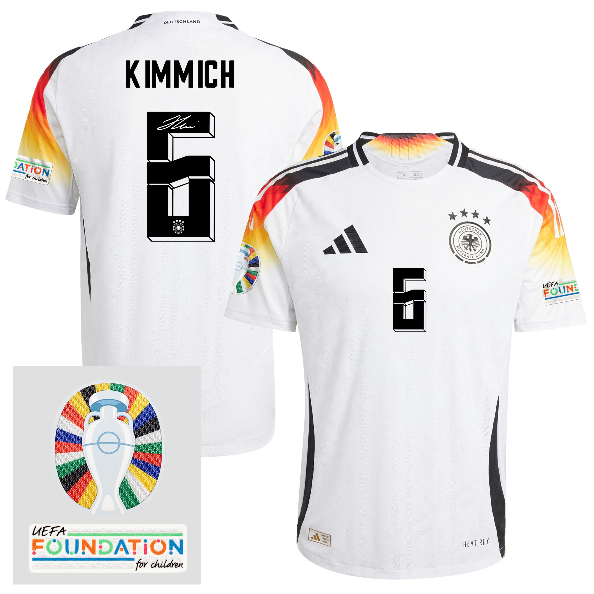Joshua Kimmich 6 Signed Germany 2024/25 Home Jersey – Autographed, Euro UEFA Patch – Men, White