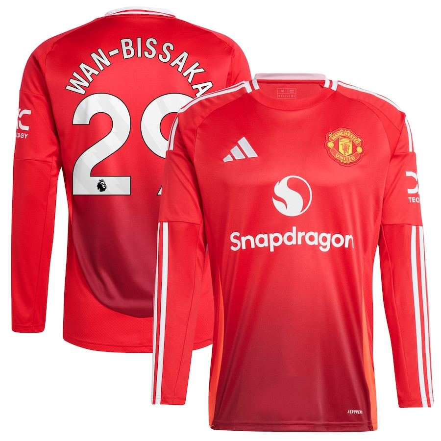 Aaron Wan-Bissaka 29 Manchester United 2024/25 Home Men Long Sleeve Jersey – Red