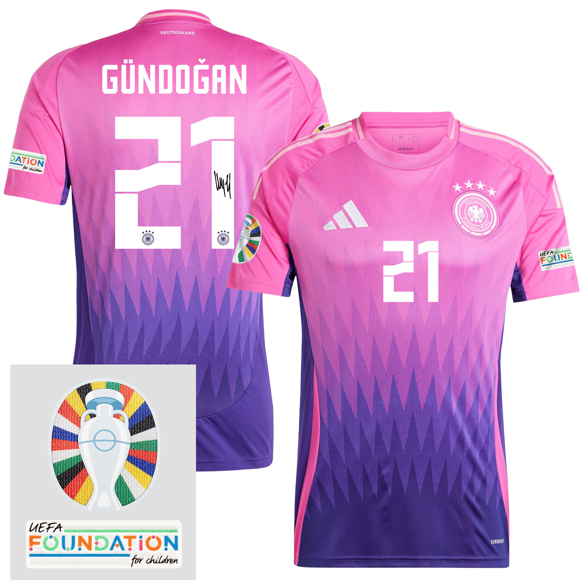 Ilkay Gndogan 21 Signed Germany 2024/25 Away Jersey – Autographed, Euro UEFA Patch – Men