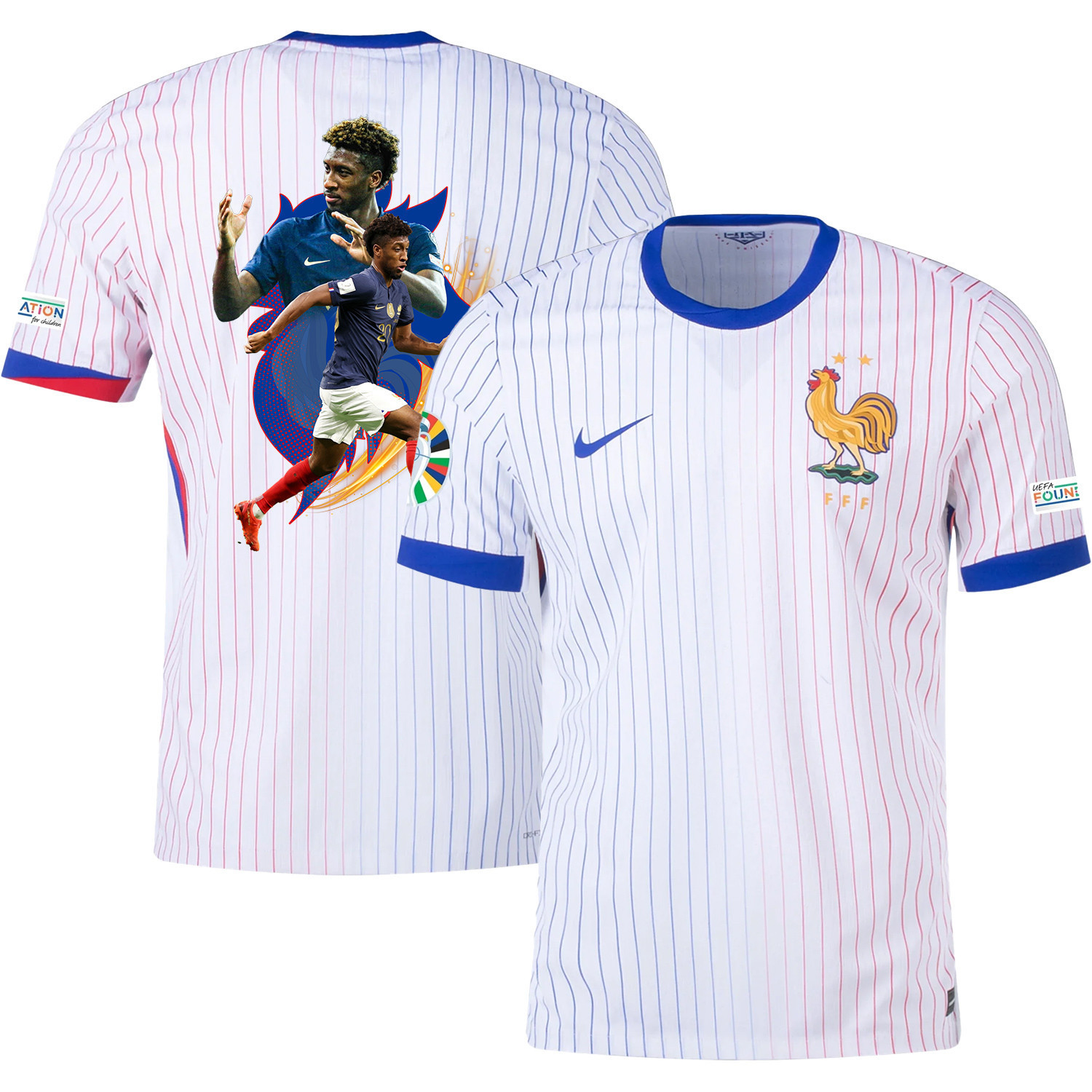 Kingsley Coman 20 Game-changer France National Team 2024/25 Away Jersey – Euro UEFA Patch – Men, White