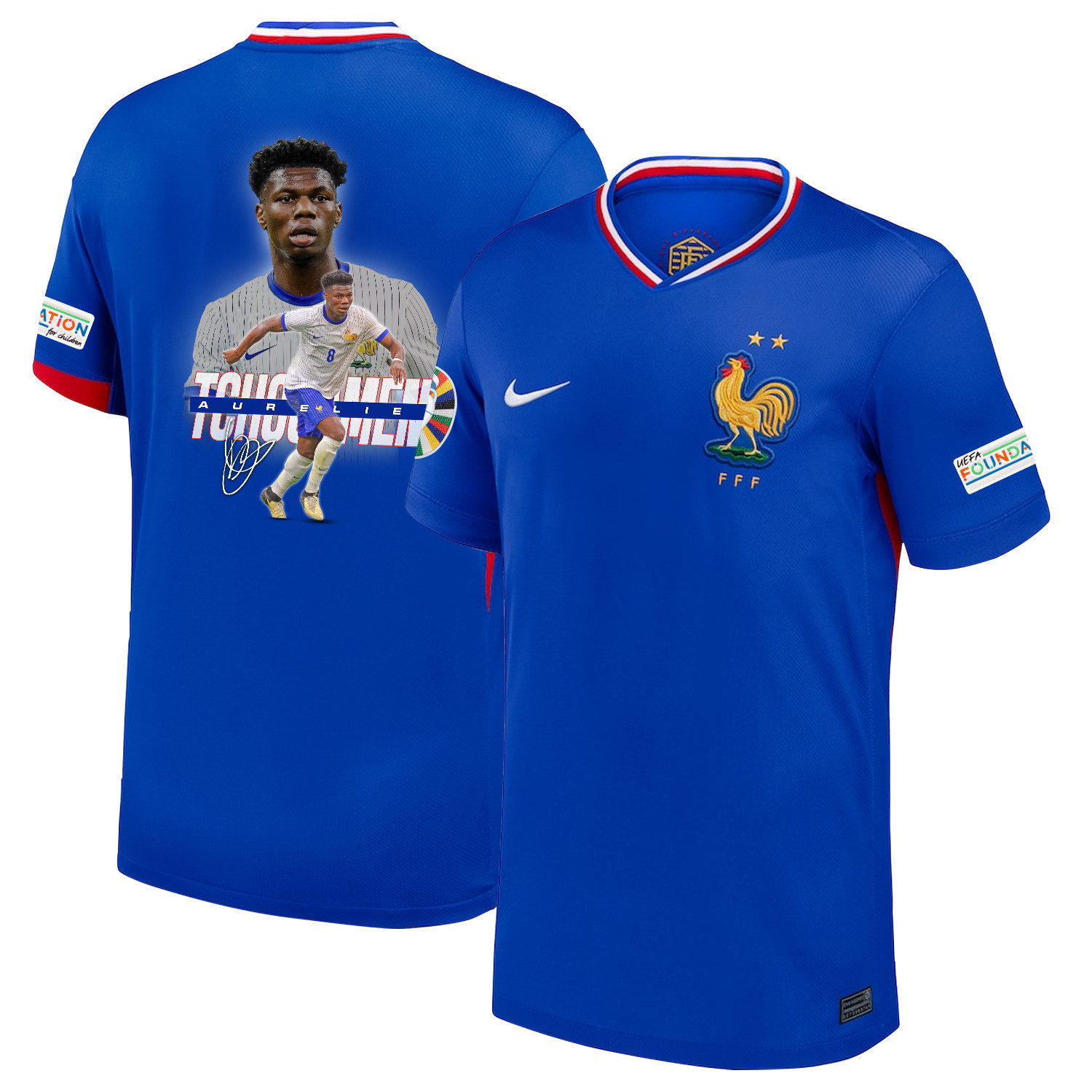 Aurlien Tchouamni 8 Visionary Player France National Team 2024/25 Home Jersey – Euro UEFA Patch – Men, Blue