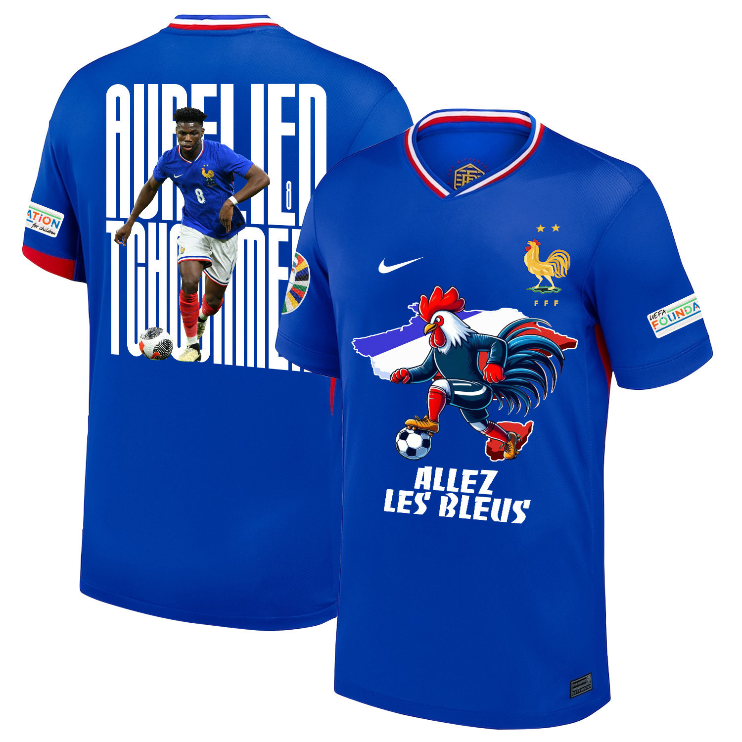 Aurlien Tchouamni 8 The Key Player France National Team 2024/25 Home Jersey – Euro UEFA Patch – Men, Blue