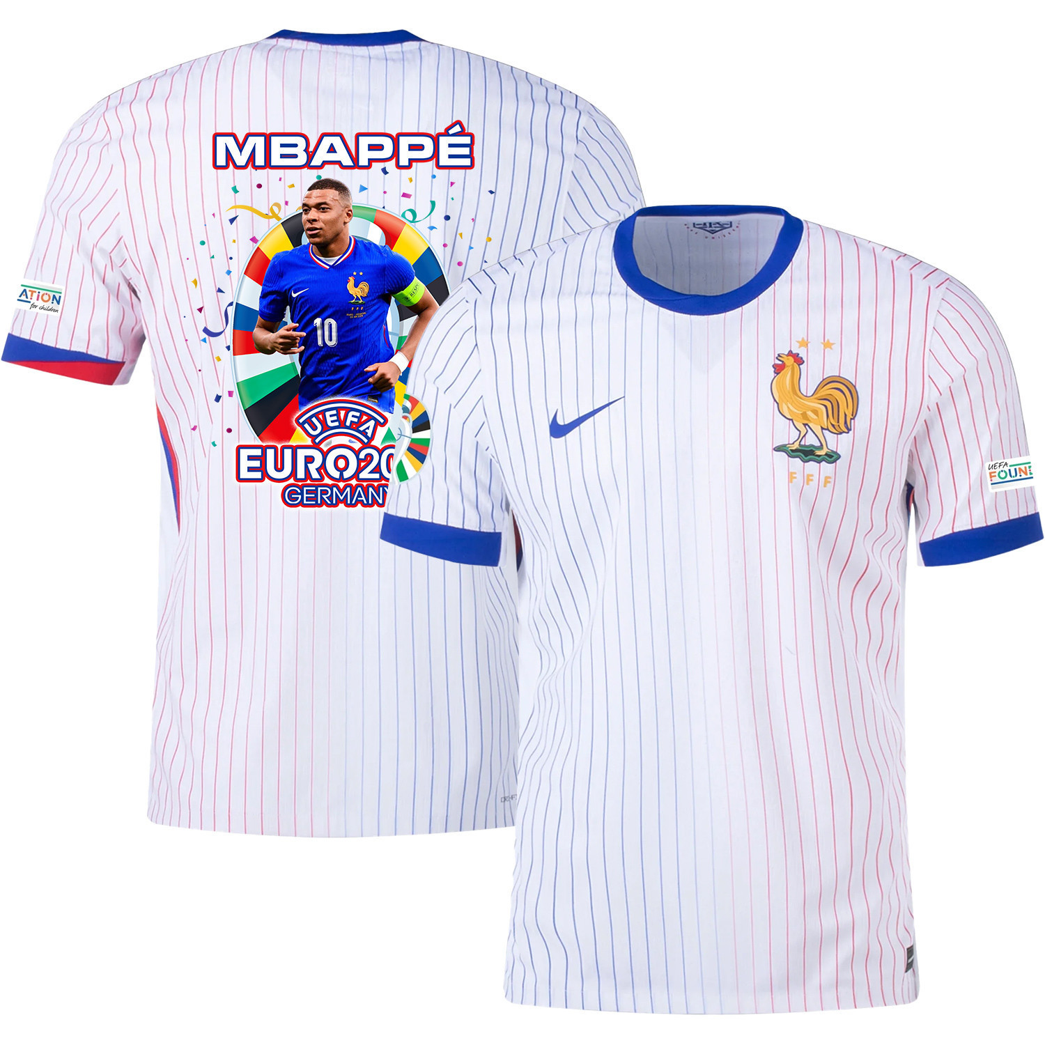 Kylian Mbapp 10 Football Icon Of France National Team 2024/25 Away Jersey – Euro UEFA Patch – Men, White
