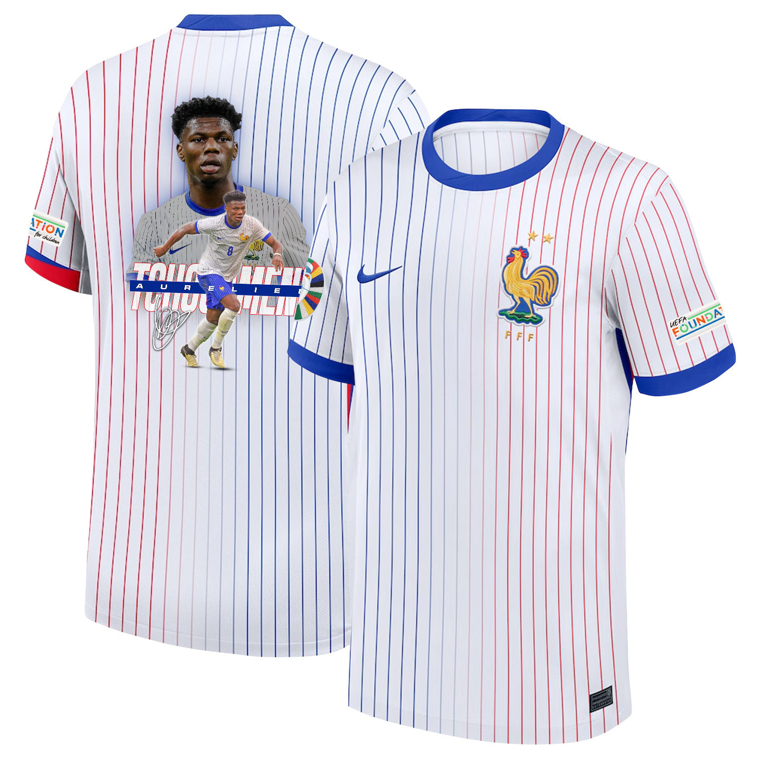 Aurlien Tchouamni 8 Visionary Player France National Team 2024/25 Away Jersey – Euro UEFA Patch – Men, White