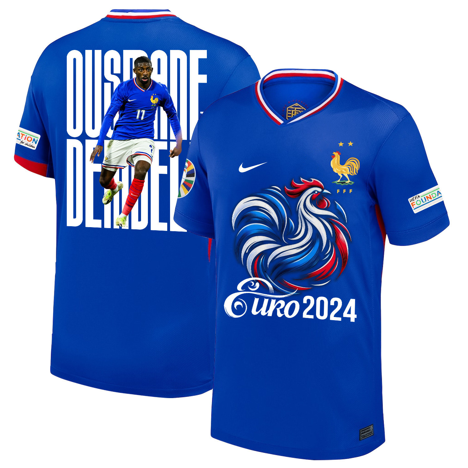 Ousmane Dembl 11 The Key Player France National Team 2024/25 Home Jersey – Euro UEFA Patch – Men, Blue