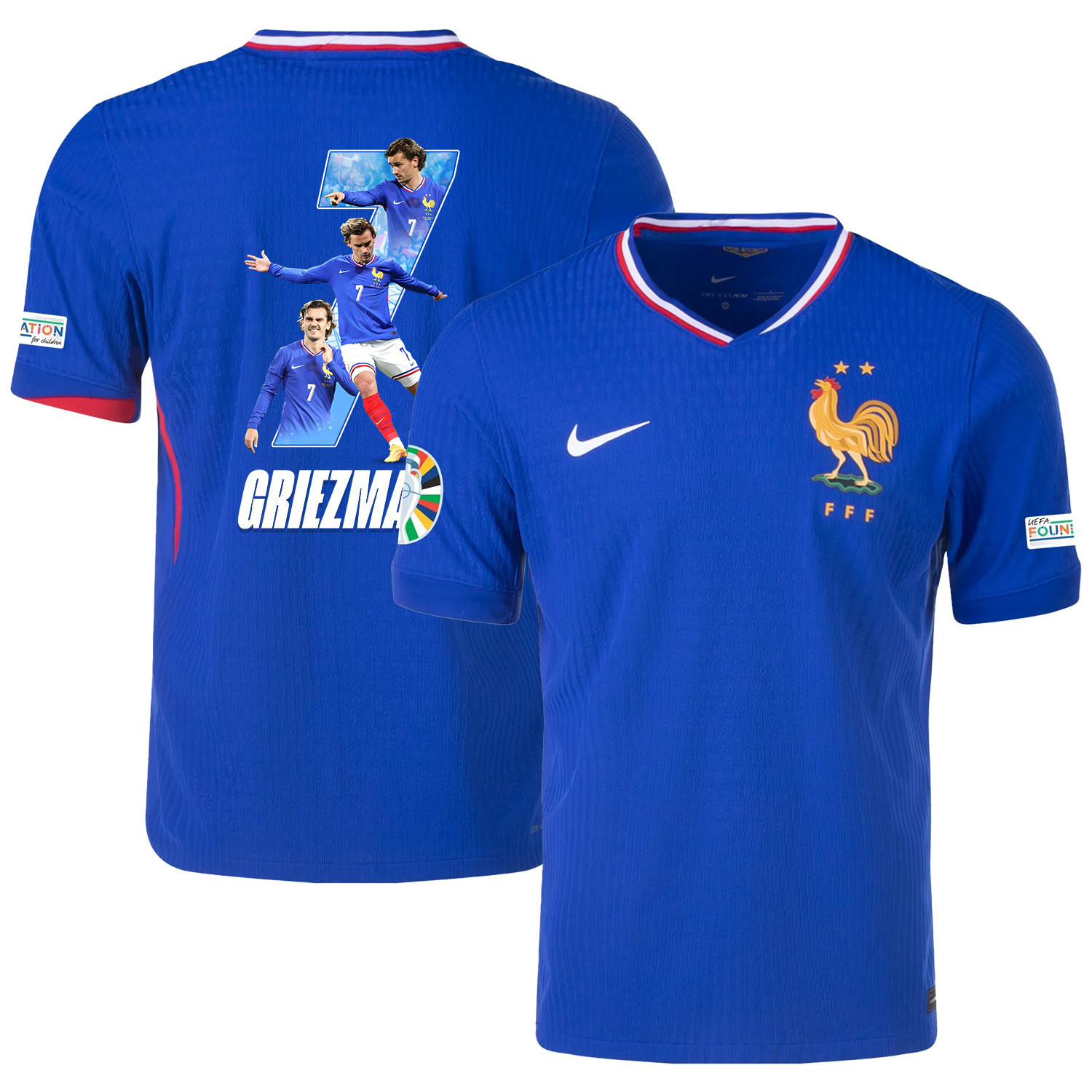 Antoine Griezmann 7 Skillful Player France National Team 2024/25 Home Jersey – Euro UEFA Patch – Men, Blue