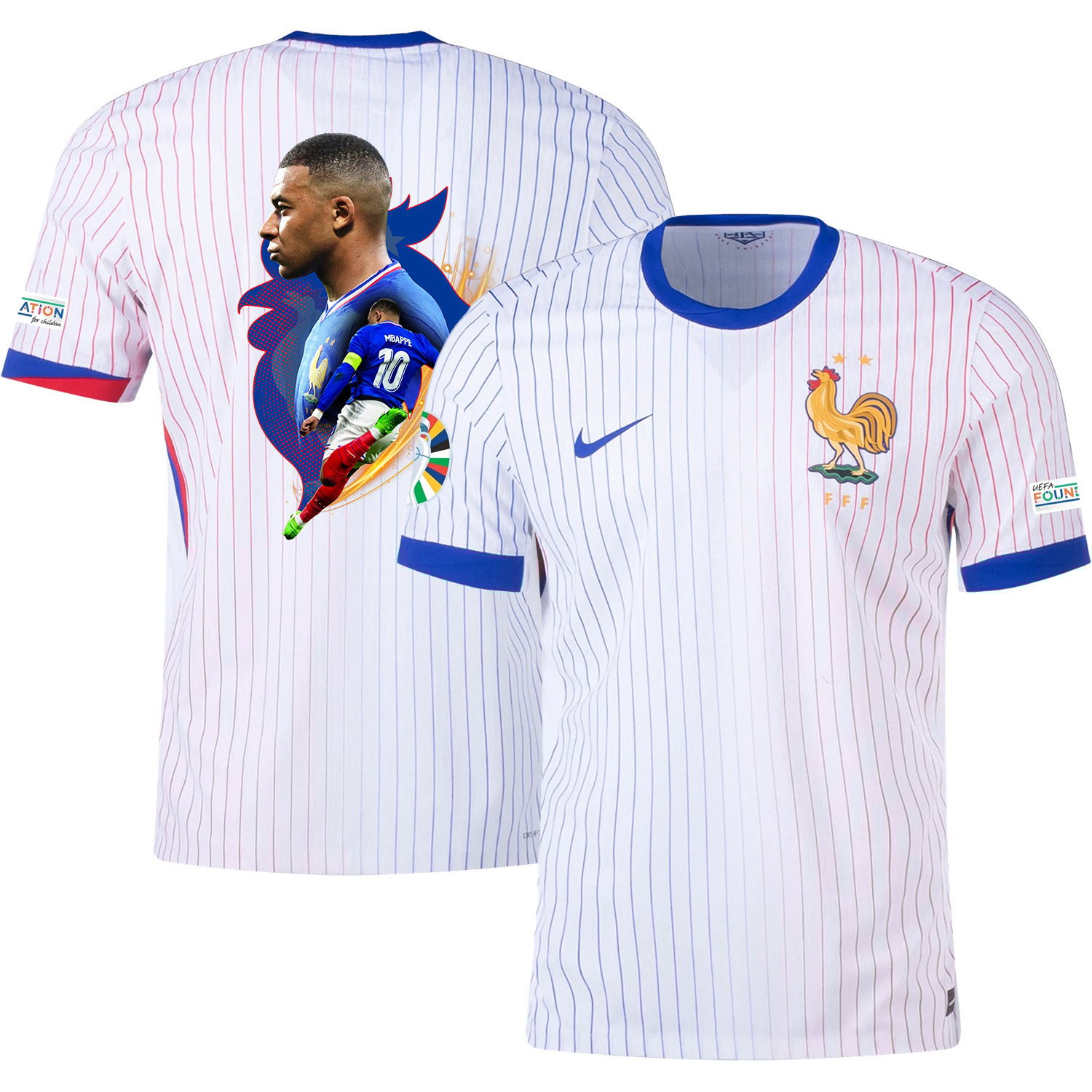 Kylian Mbapp 10 Game-changer France National Team 2024/25 Away Jersey – Euro UEFA Patch – Men, White