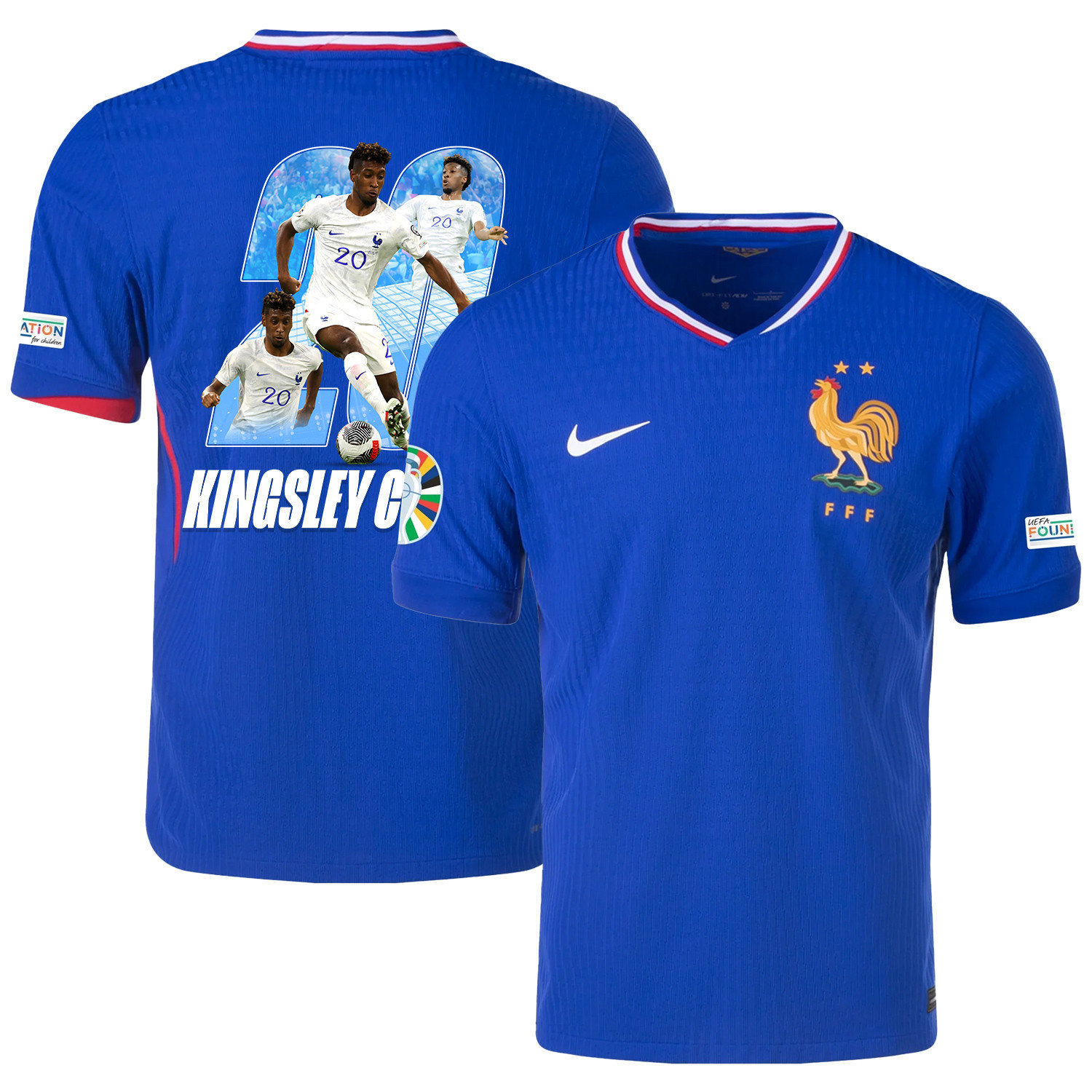 Kingsley Coman 20 Skillful Player France National Team 2024/25 Home Jersey – Euro UEFA Patch – Men, Blue