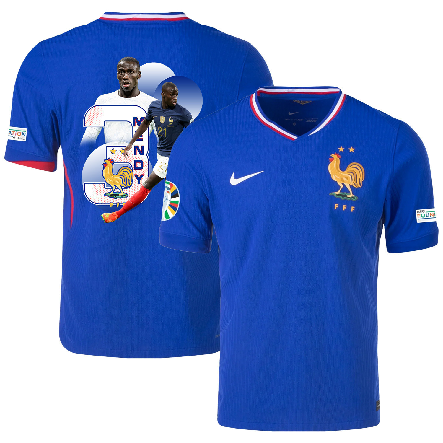 Ferland Mendy 3 The Talented Player France National Team 2024/25 Home Jersey – Euro UEFA Patch – Men, Blue