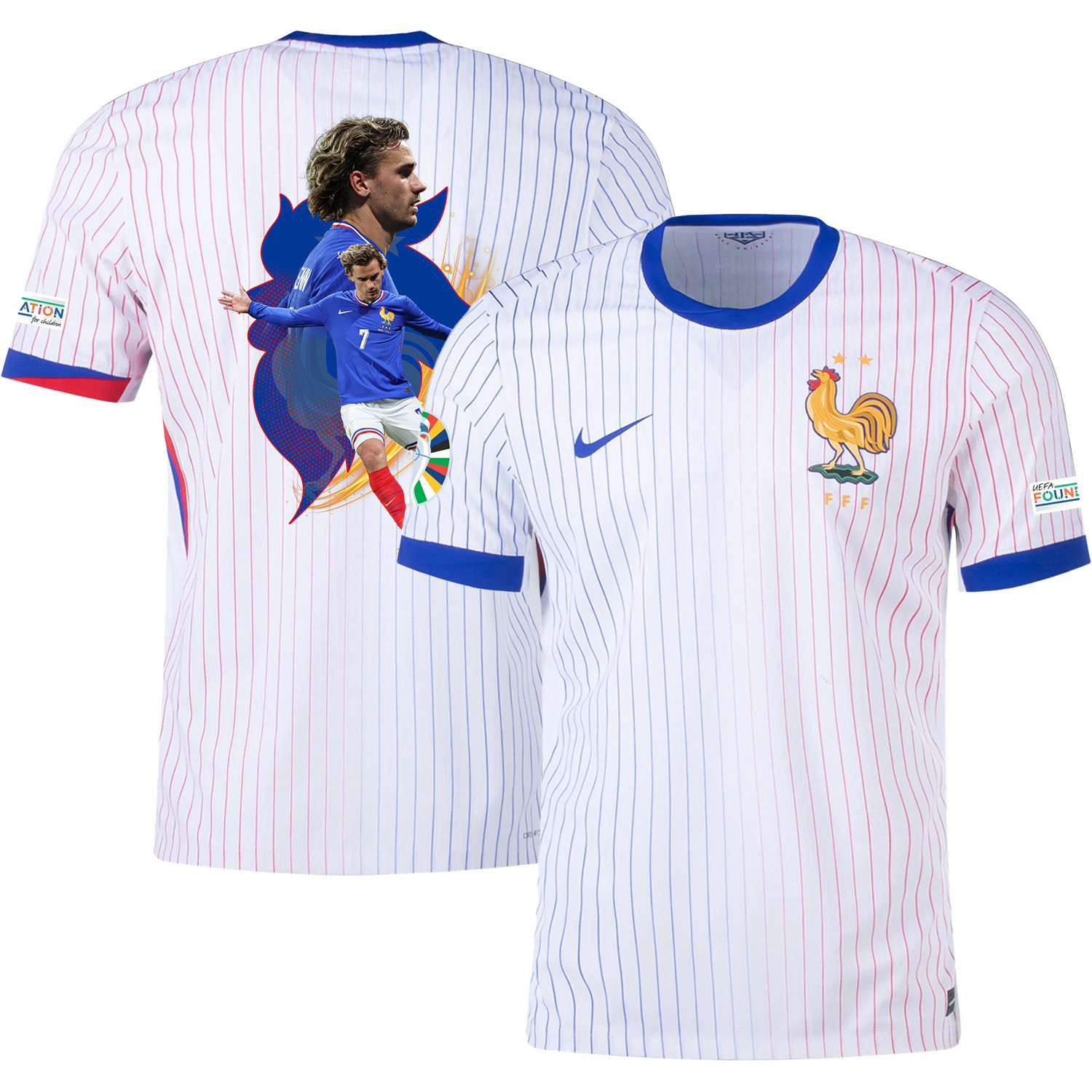 Antoine Griezmann 7 Game-changer France National Team 2024/25 Away Jersey – Euro UEFA Patch – Men, White