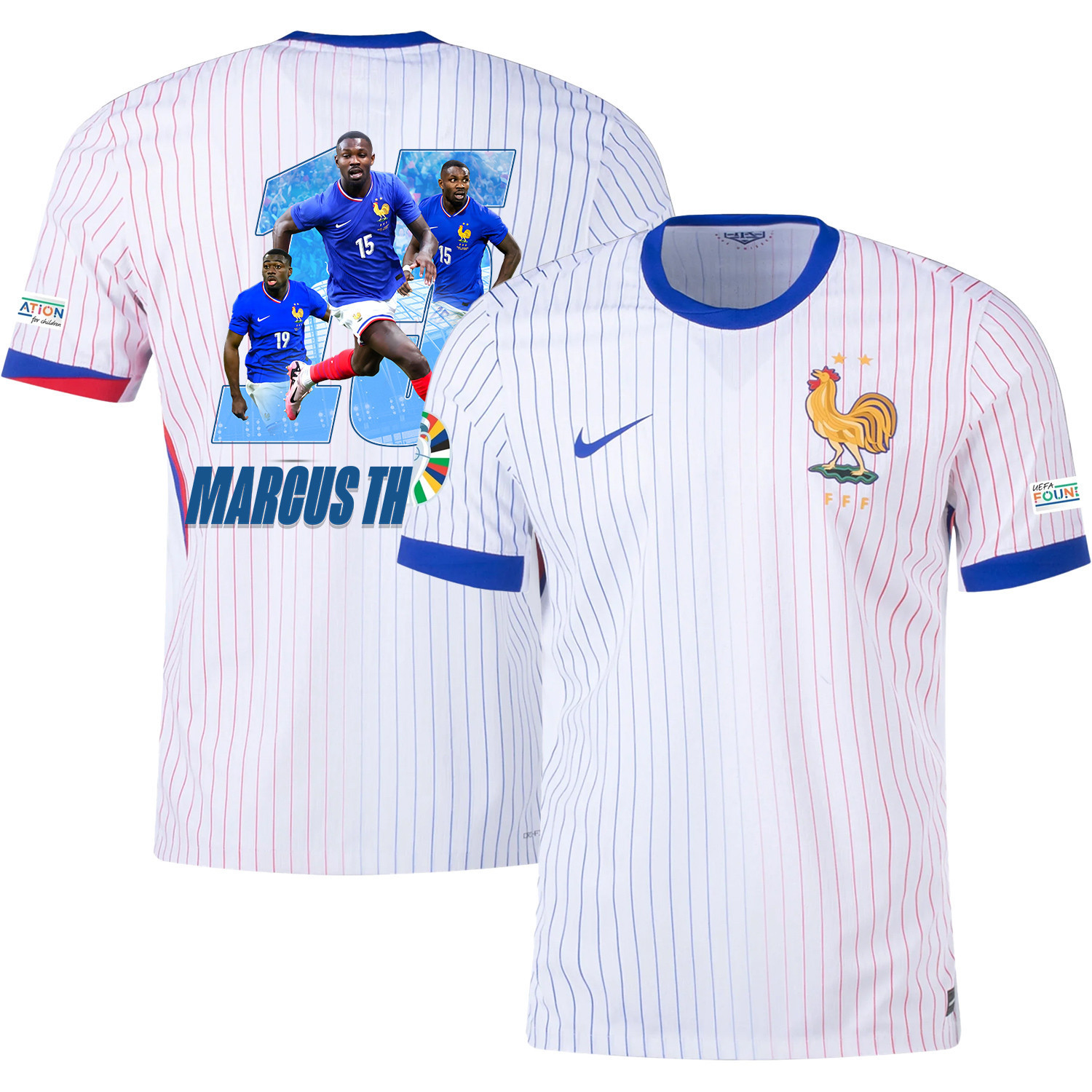 Marcus Thuram15 Visionary Player France National Team 2024/25 Away Jersey – Euro UEFA Patch – Men, White