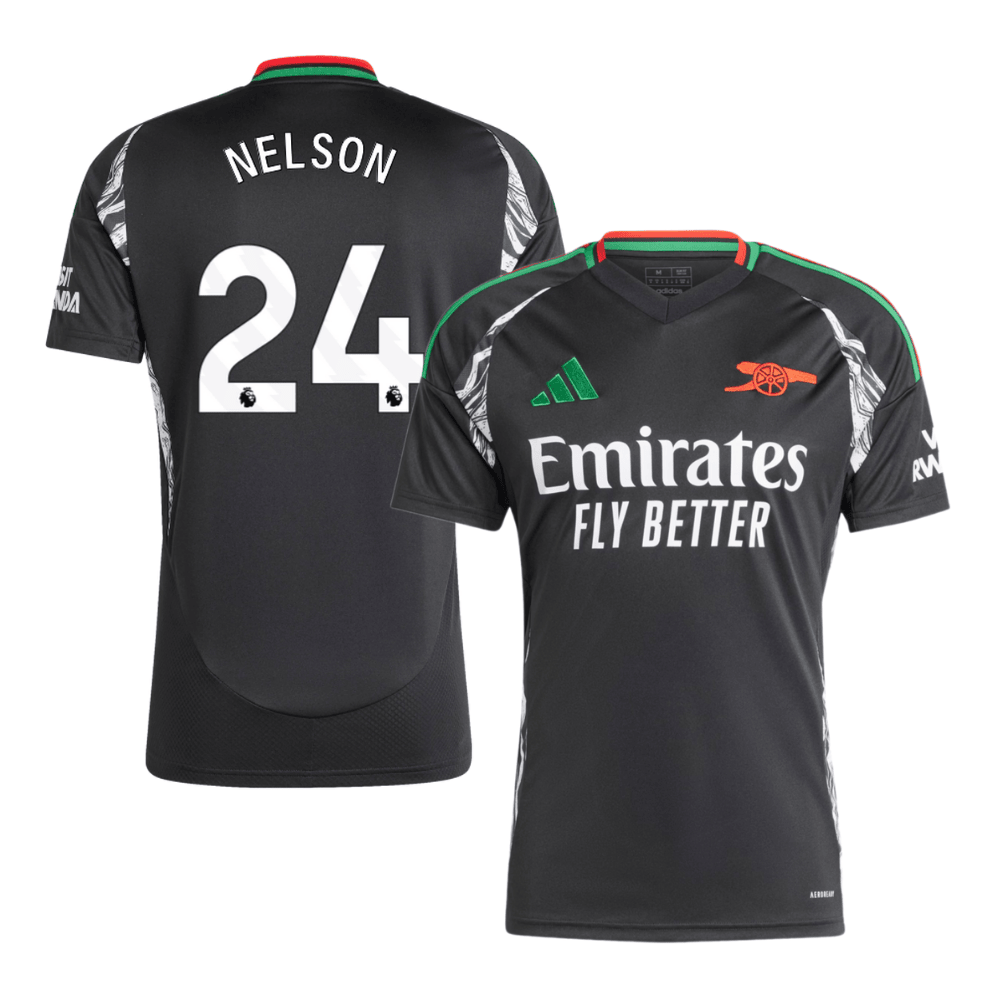 Reiss Nelson 24 Arsenal 2024/25 Away Men Jersey – Black