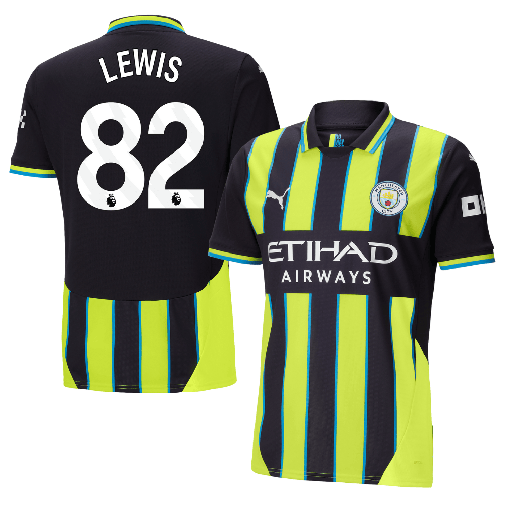Rico Lewis 82 Manchester City 2024/25 Away Men Jersey – Black