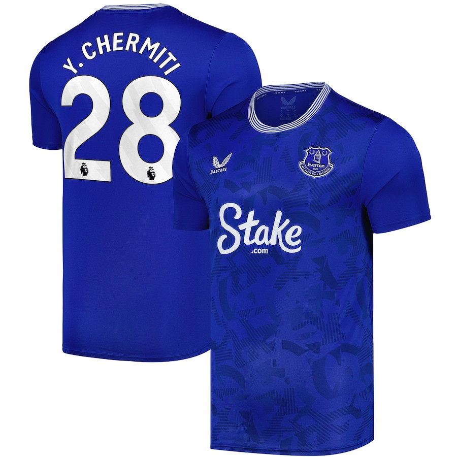 Youssef Chermiti 28 Everton FC 2024/25 Home Men Jersey – Blue
