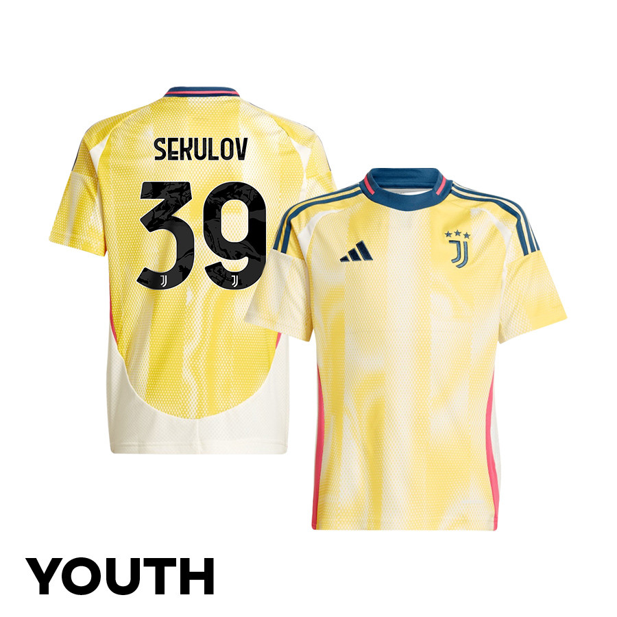 Nikola Sekulov 39 Juventus 2024/25 Away YOUTH Jersey – Yellow