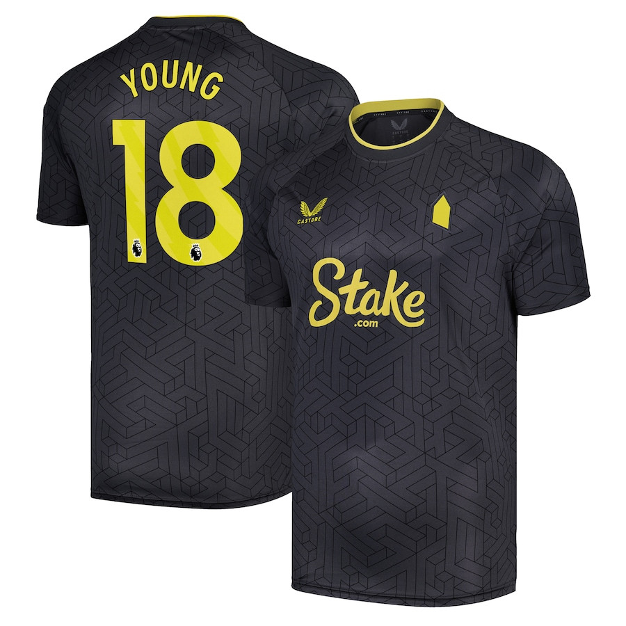 Ashley Young 18 Everton FC 2024/25 Away Men Jersey – Black