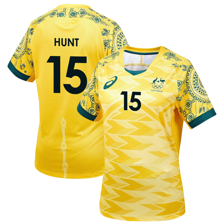 Clare Hunt 15 Australia Women's National Team 2024/25 Men Home Jersey – Yellow