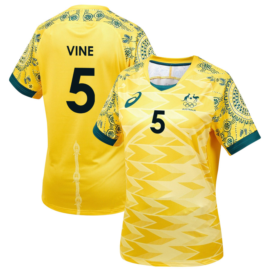 Cortnee Vine 5 Australia Women's National Team 2024/25 Men Home Jersey – Yellow